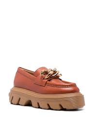 Casadei Chain Leather brown LoafersCasadei
