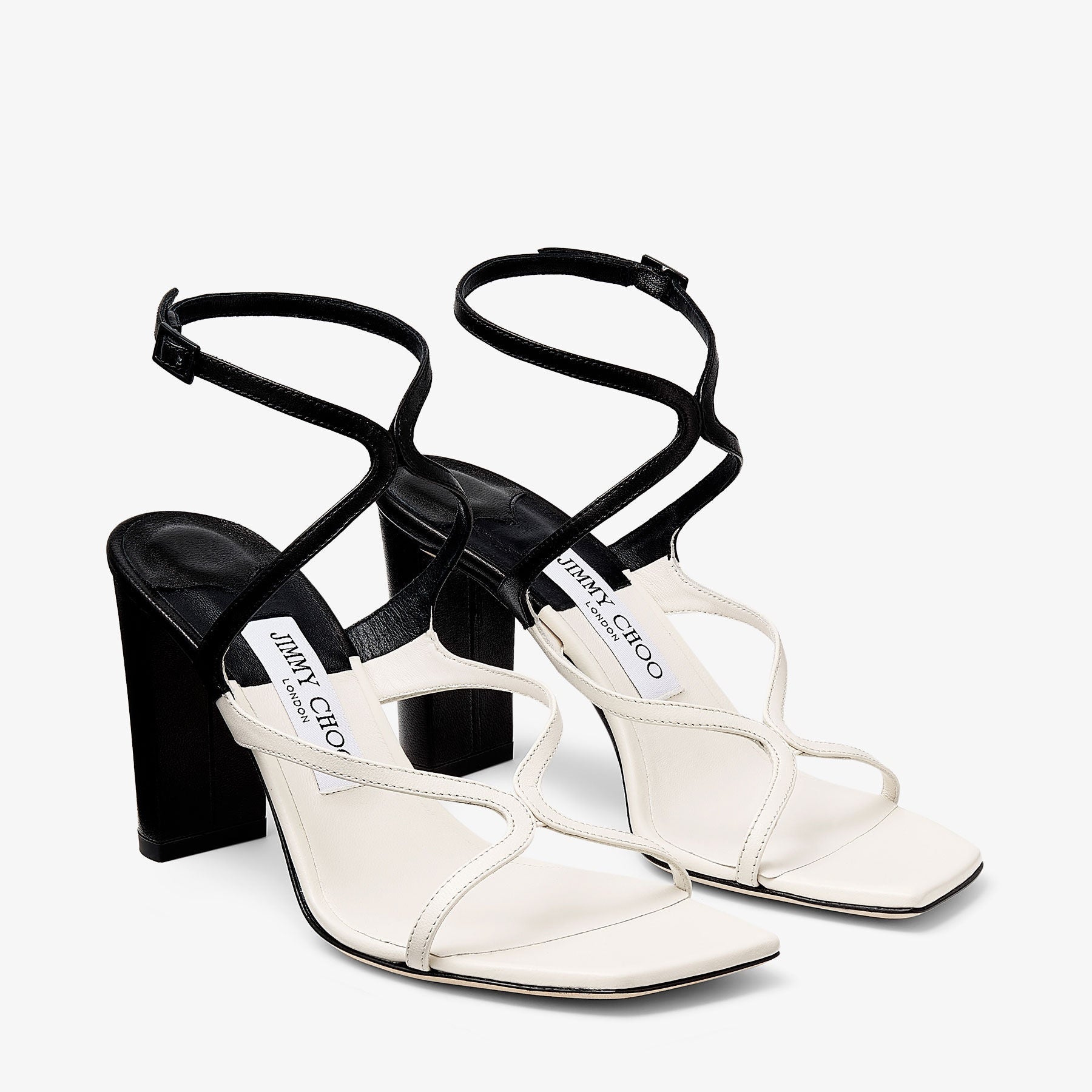 Jimmy Choo Azie 85 Latte and Black Patchwork Nappa Leather