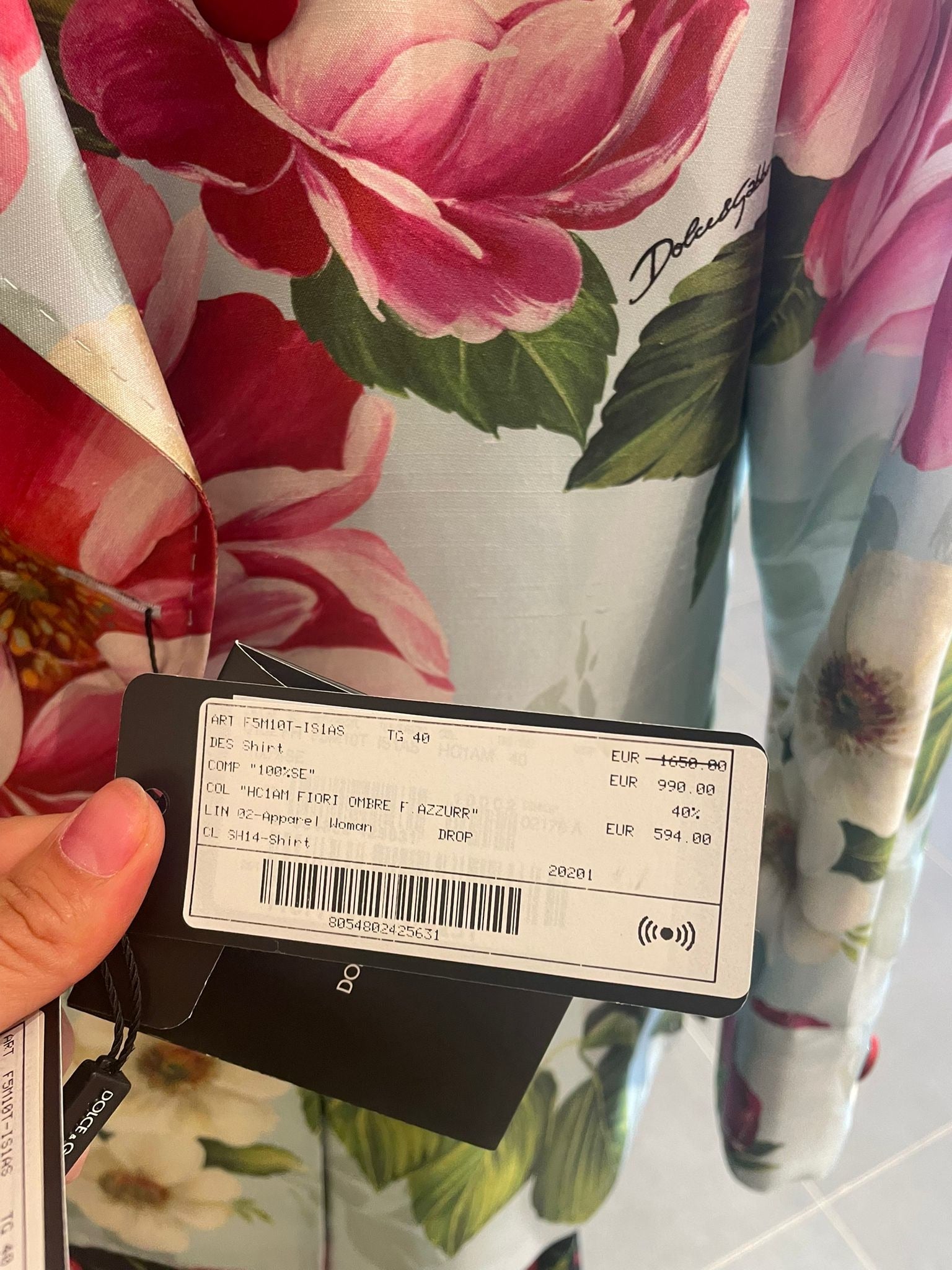 Dolce & Gabbana Damska koszula jedwabna kwiatowaDolce & Gabbana