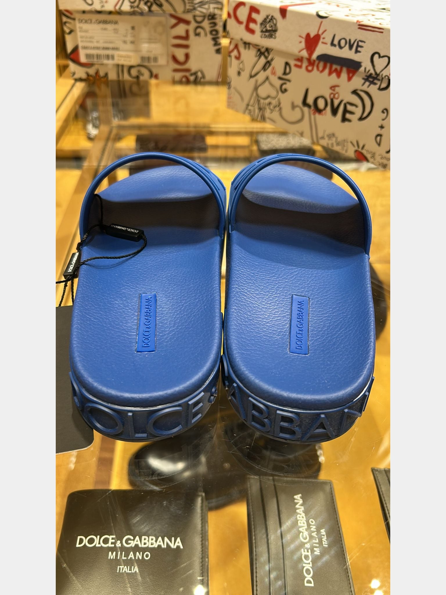 Dolce & Gabbana Damskie klapki niebieskie termoplastyczneDolce & Gabbana