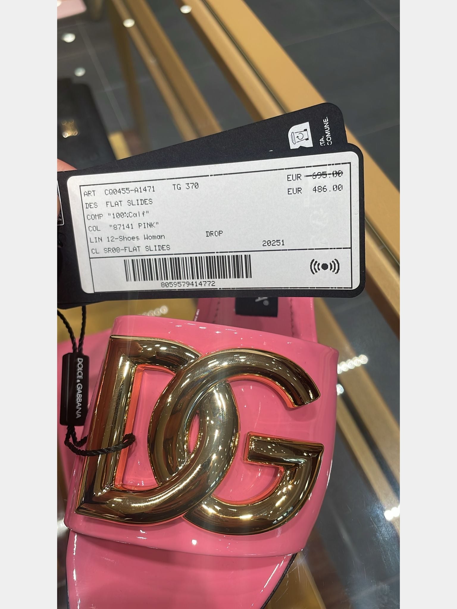 Dolce & Gabbana Damskie klapki różowe skórzaneDolce & Gabbana