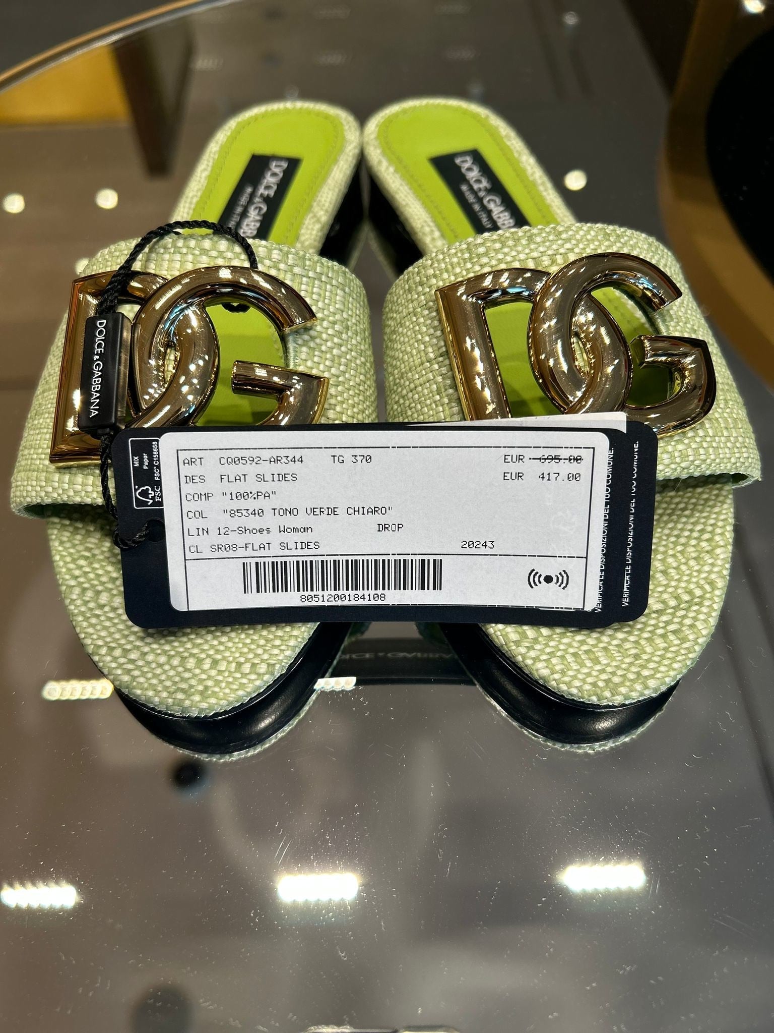 Dolce & Gabbana Damskie klapki zieloneDolce & Gabbana