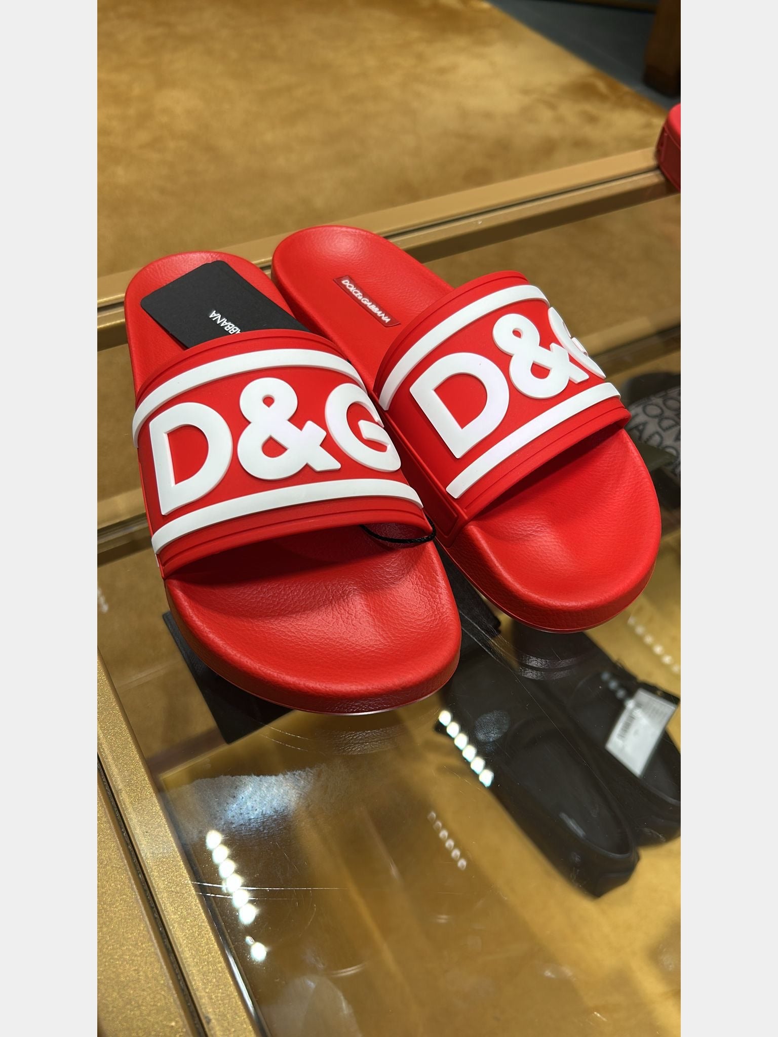 Dolce & Gabbana Męskie klapki czerwono - białeDolce & Gabbana