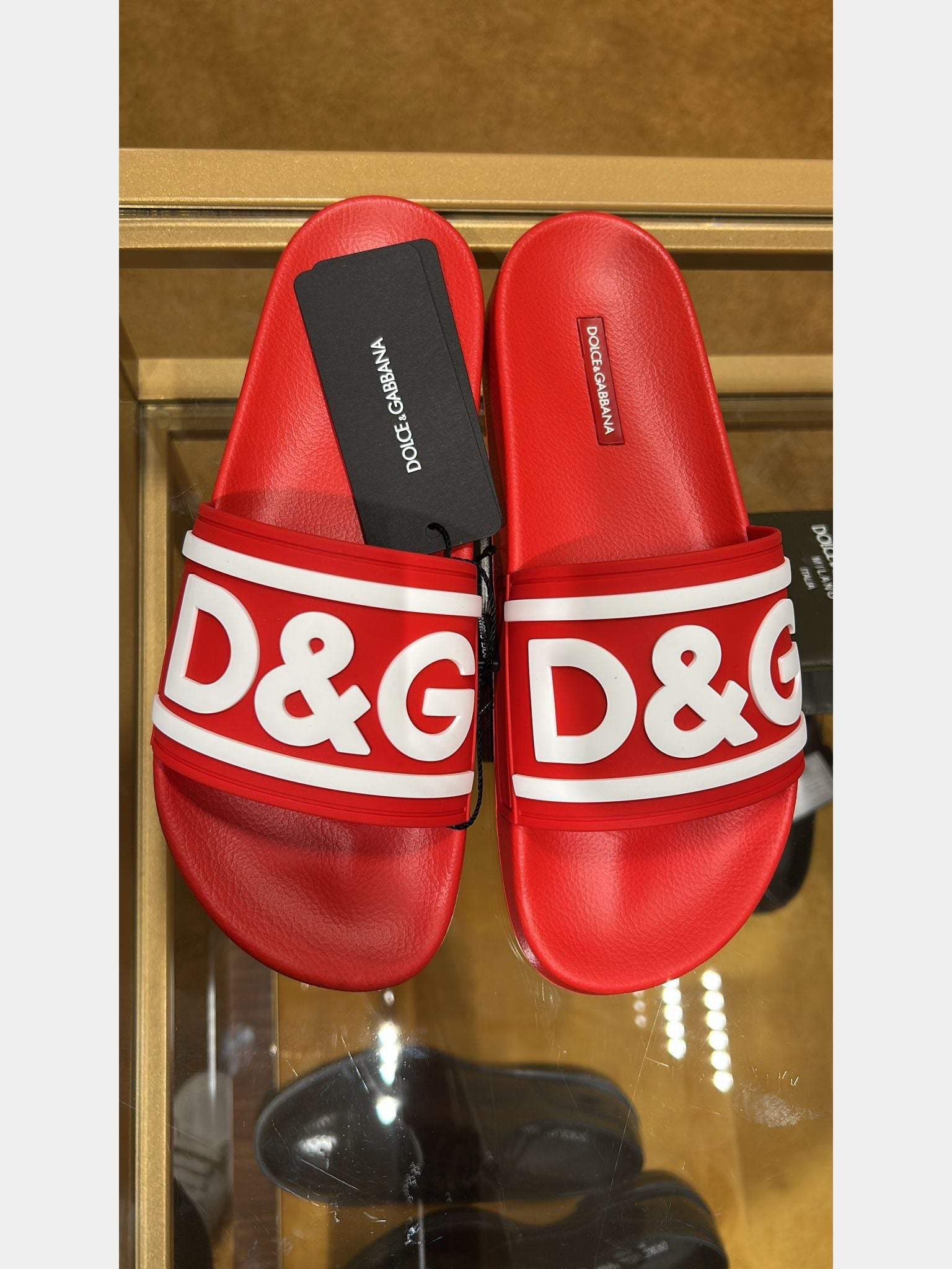 Dolce & Gabbana Męskie klapki czerwono - białeDolce & Gabbana