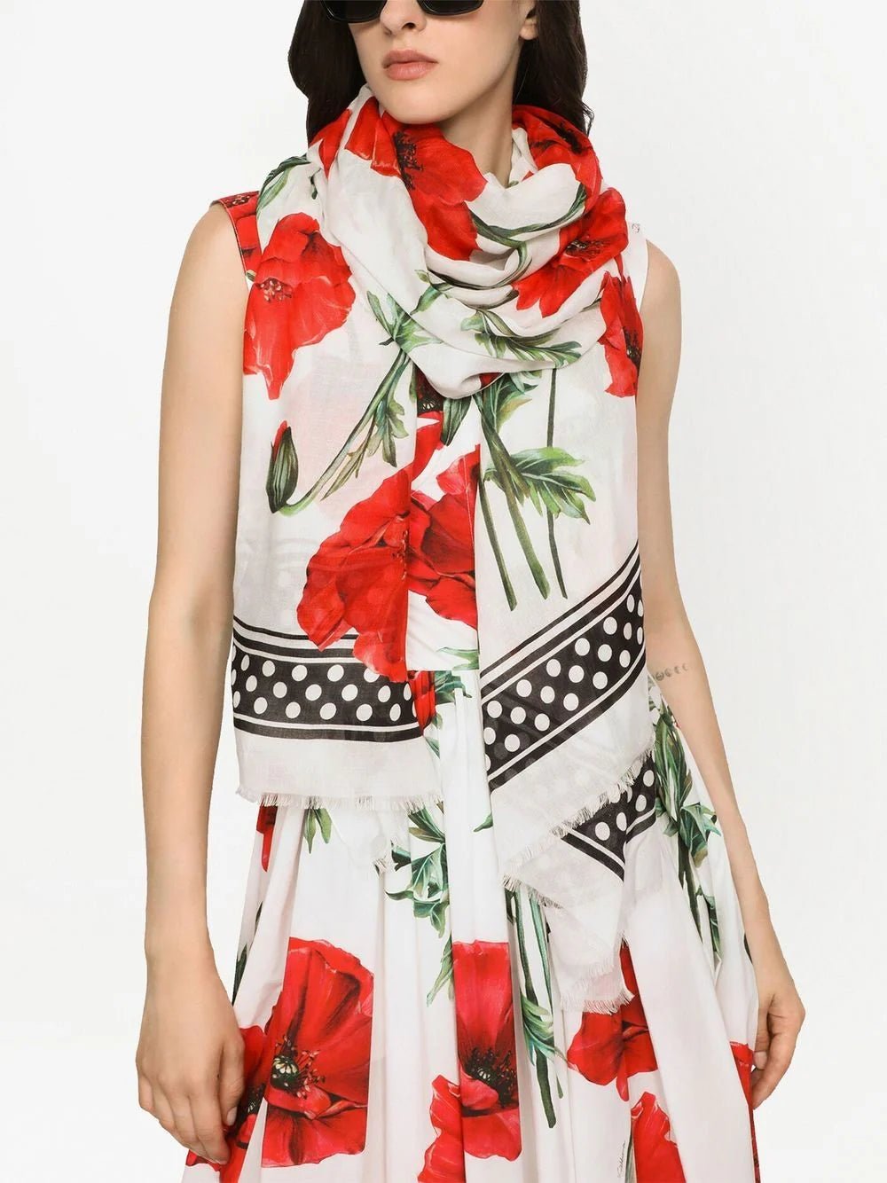 Dolce & Gabbana Poppy - print modal and cashmere scarfDolce & Gabbana
