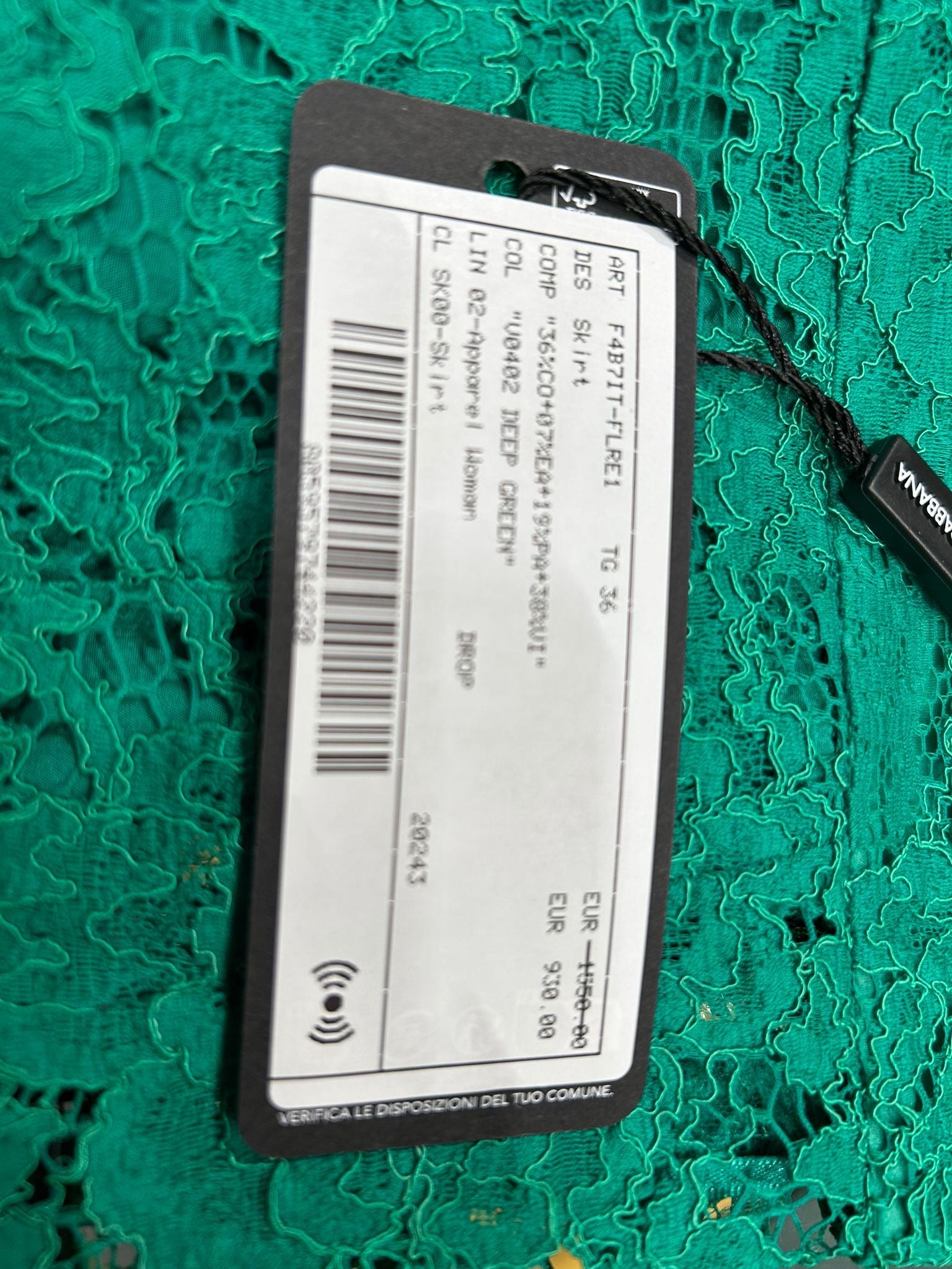 Dolce & Gabbana Sukienka Damska Deep Green TG 36Dolce & Gabbana