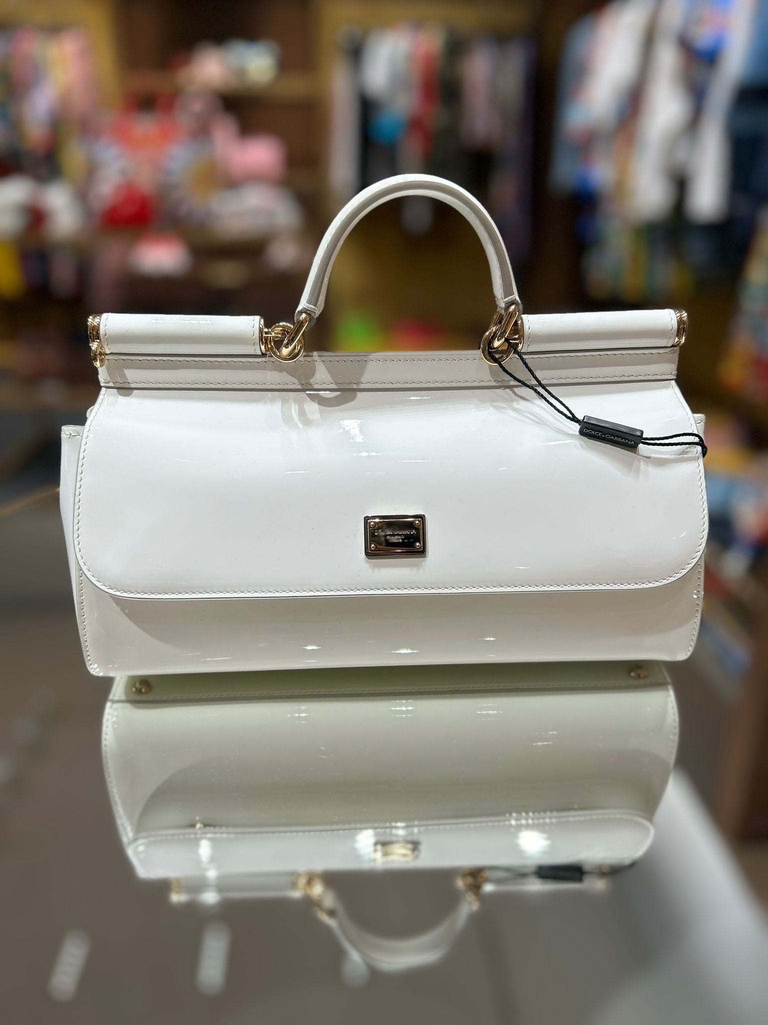 Dolce & Gabbana Torebka biała skórzanaDolce & Gabbana