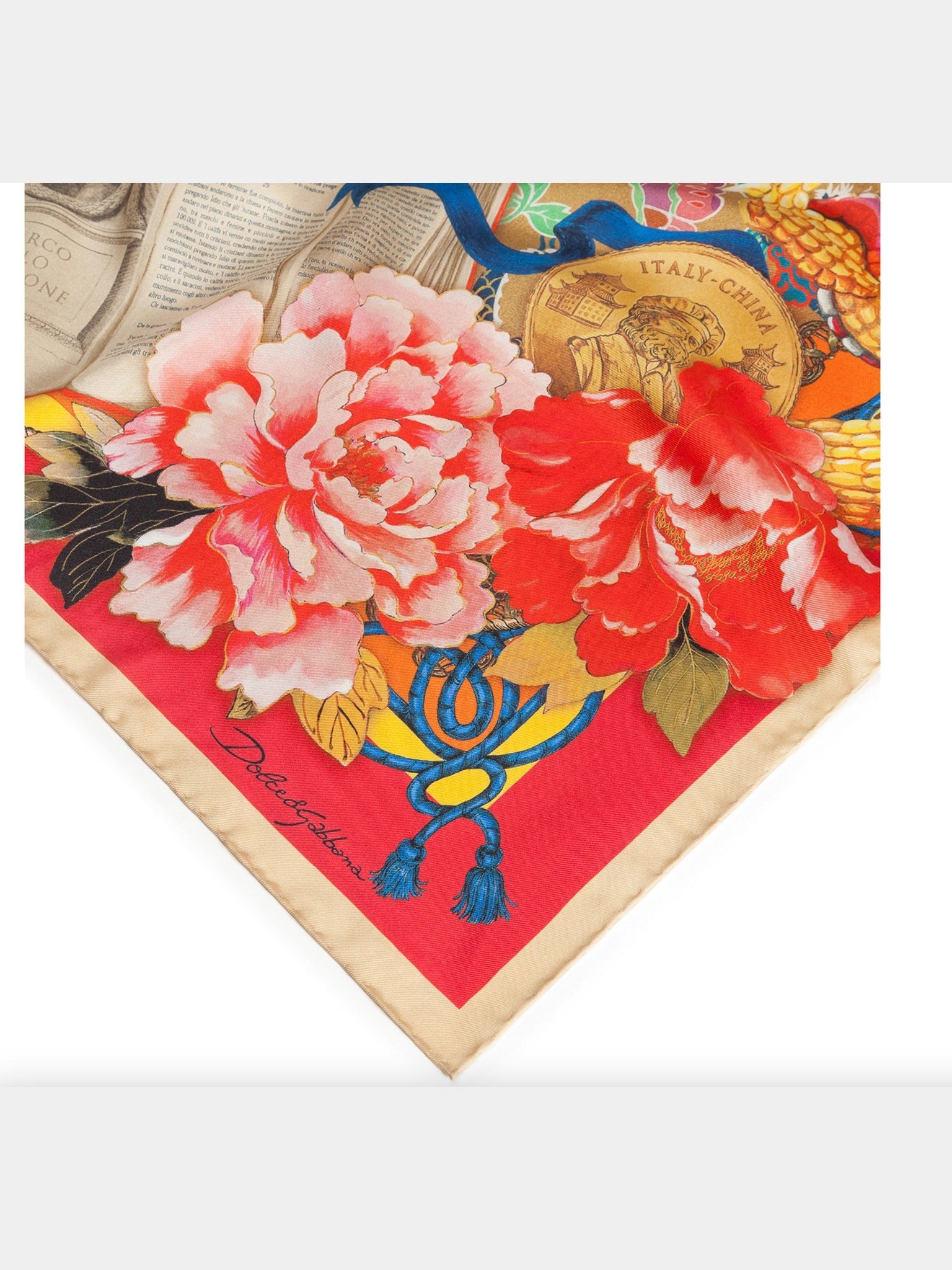Dolce & Gabbana Twill Silk Foulard with Silk Road PrintDolce & Gabbana