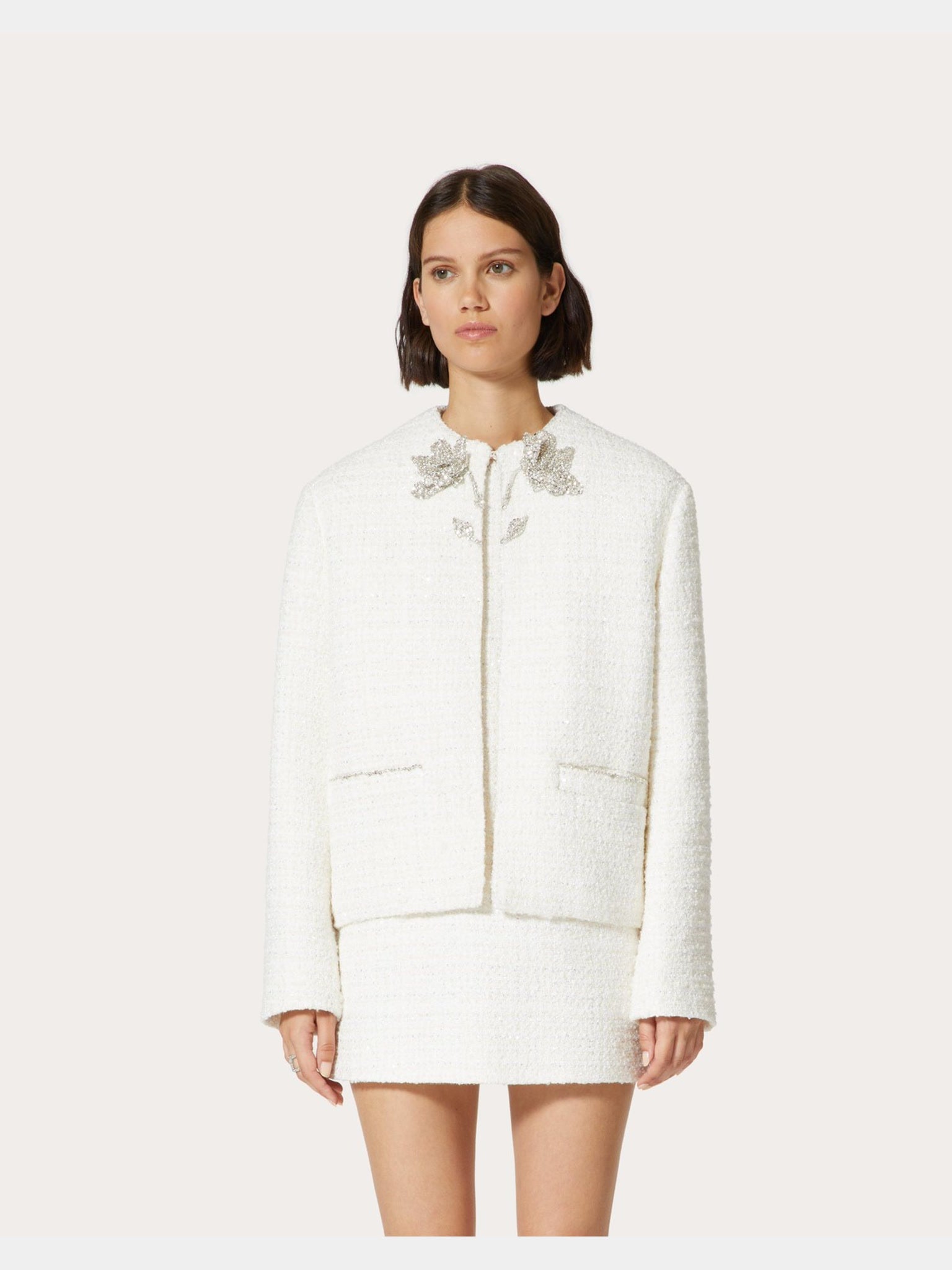 EMBROIDERED GLAZE TWEED JACKET