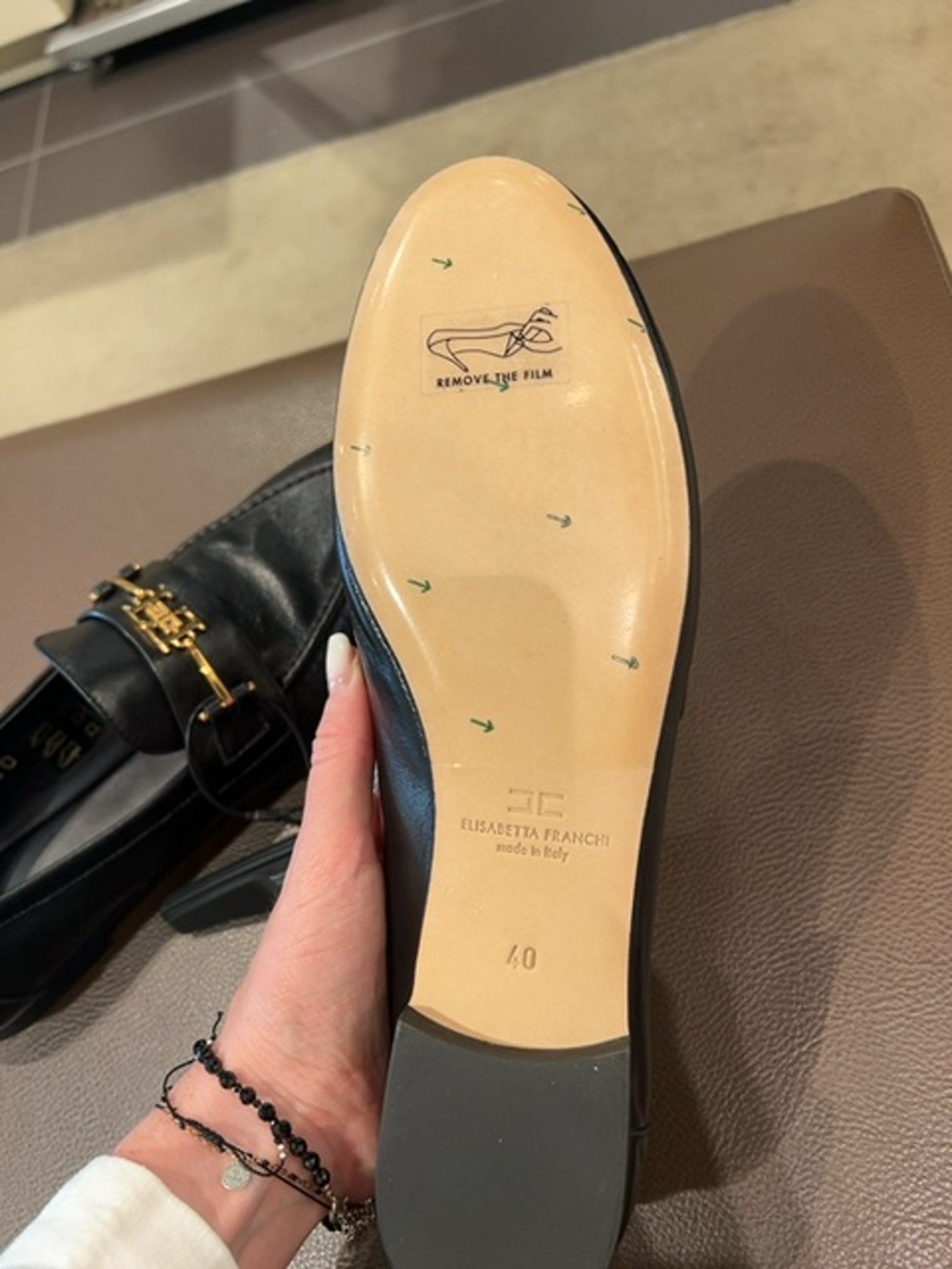 Elisabetta Franchi Damskie loafersy skórzane czarneElisabetta Franchi