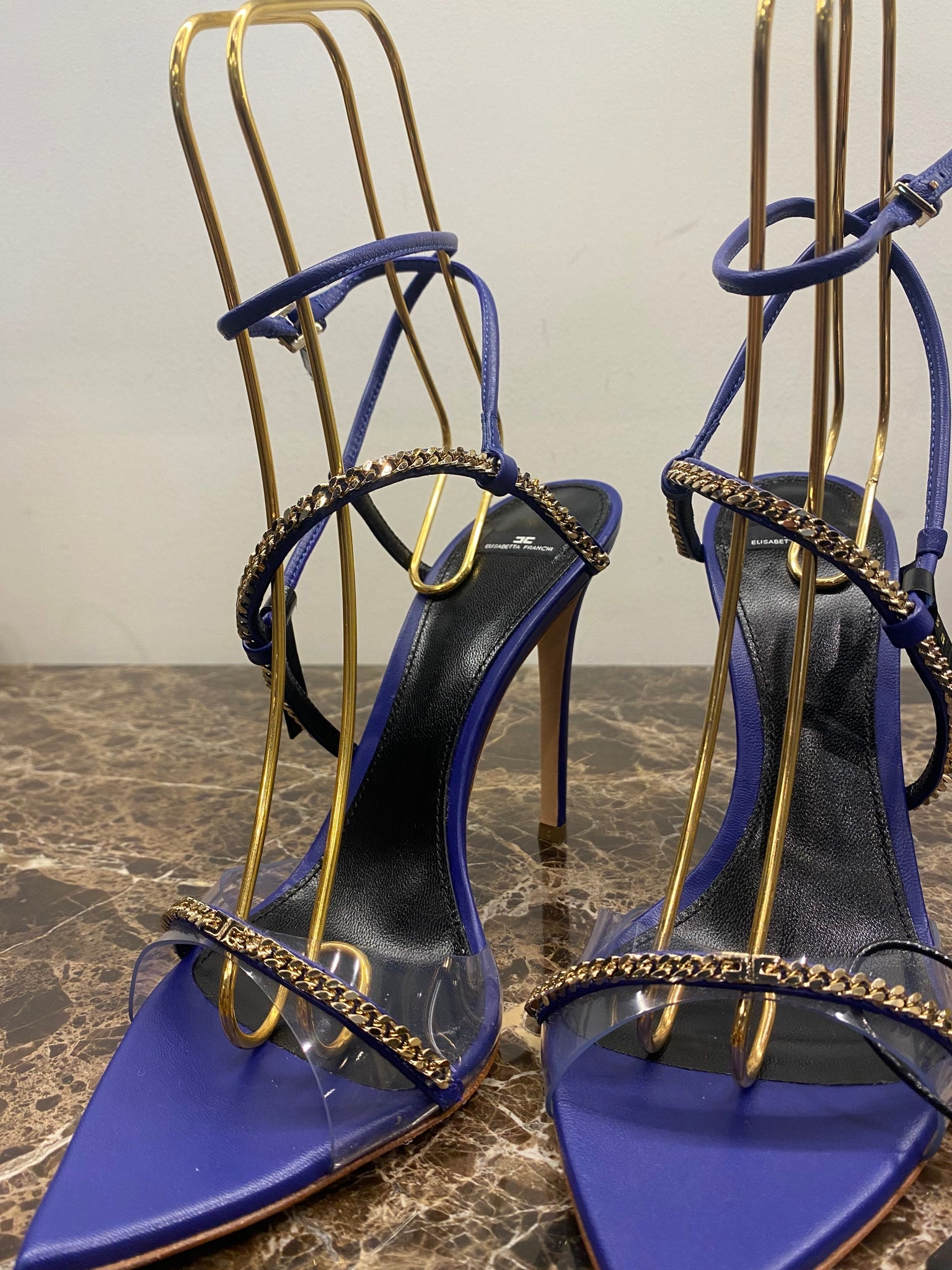Elisabetta Franchi Damskie szpilki skórzane Blue IndacoElisabetta Franchi