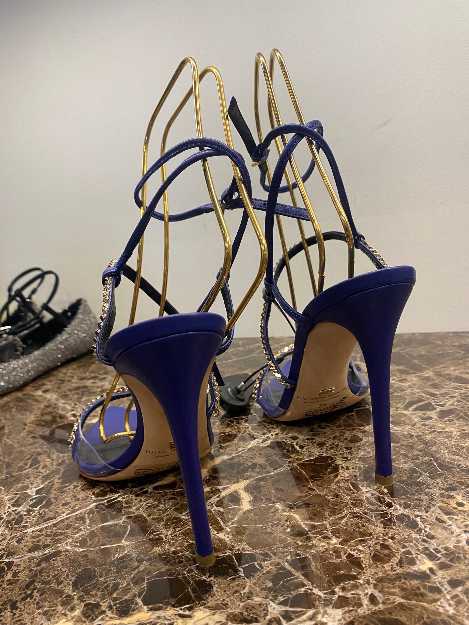 Elisabetta Franchi Damskie szpilki skórzane Blue IndacoElisabetta Franchi