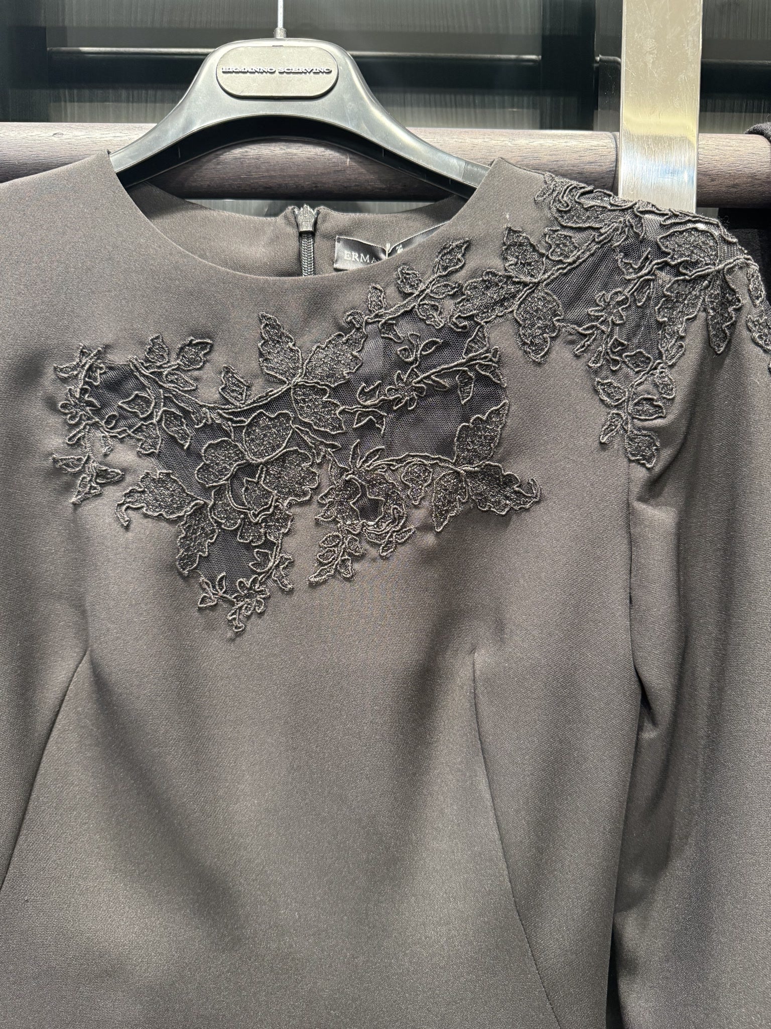 Ermanno Scervino Embroidered Black DressErmanno Scervino