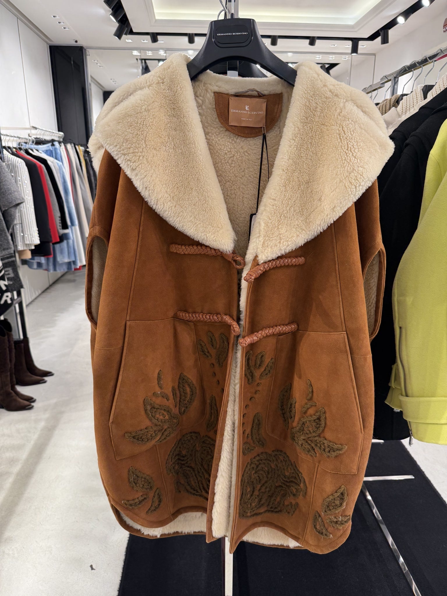 Ermanno Scervino Embroidered Shearling CoatErmanno Scervino