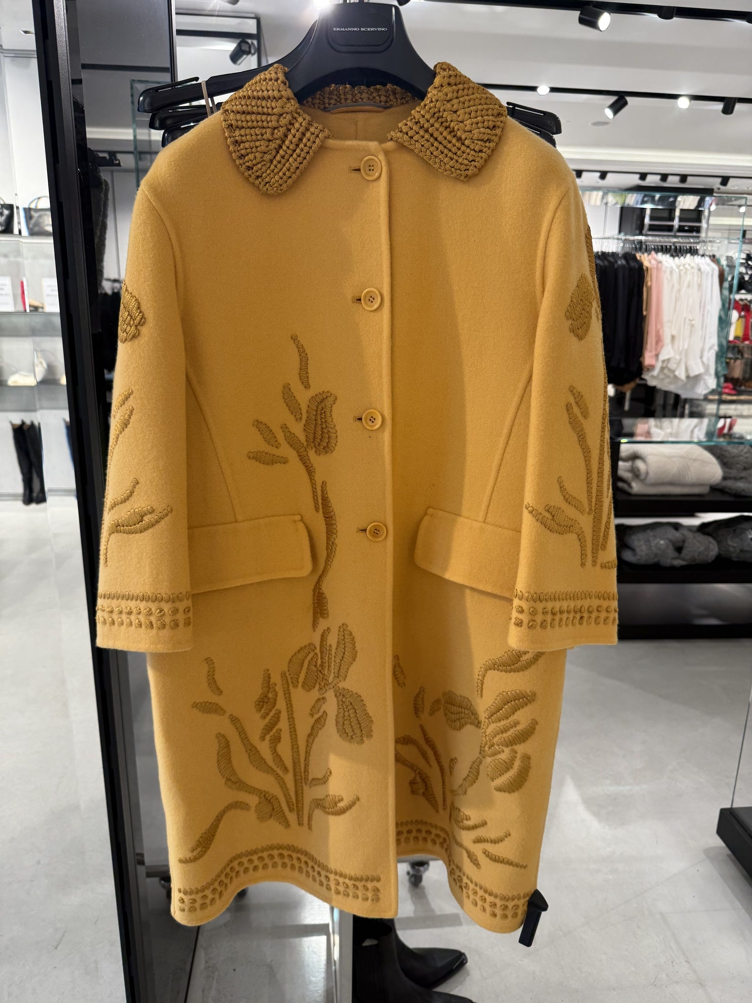 Ermanno Scervino Yellow Embroidered CoatErmanno Scervino