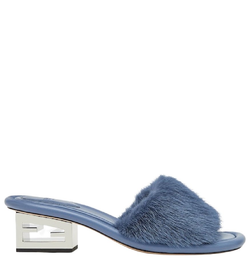 Fendi Baguette Mink 'Blue' Women's SlippersFendi