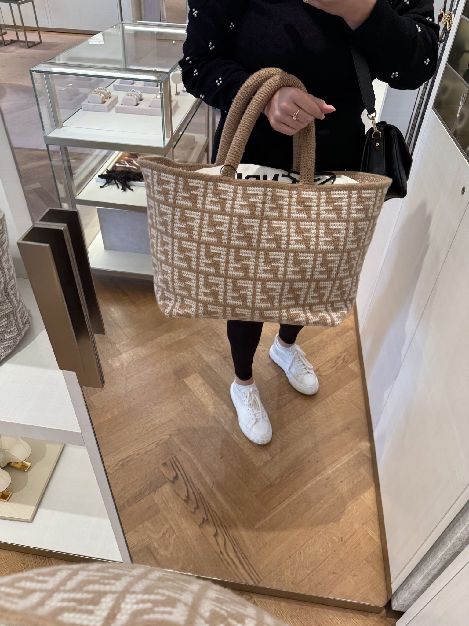 Fendi Cashmere Knit FF Large Shopper ToteFendi