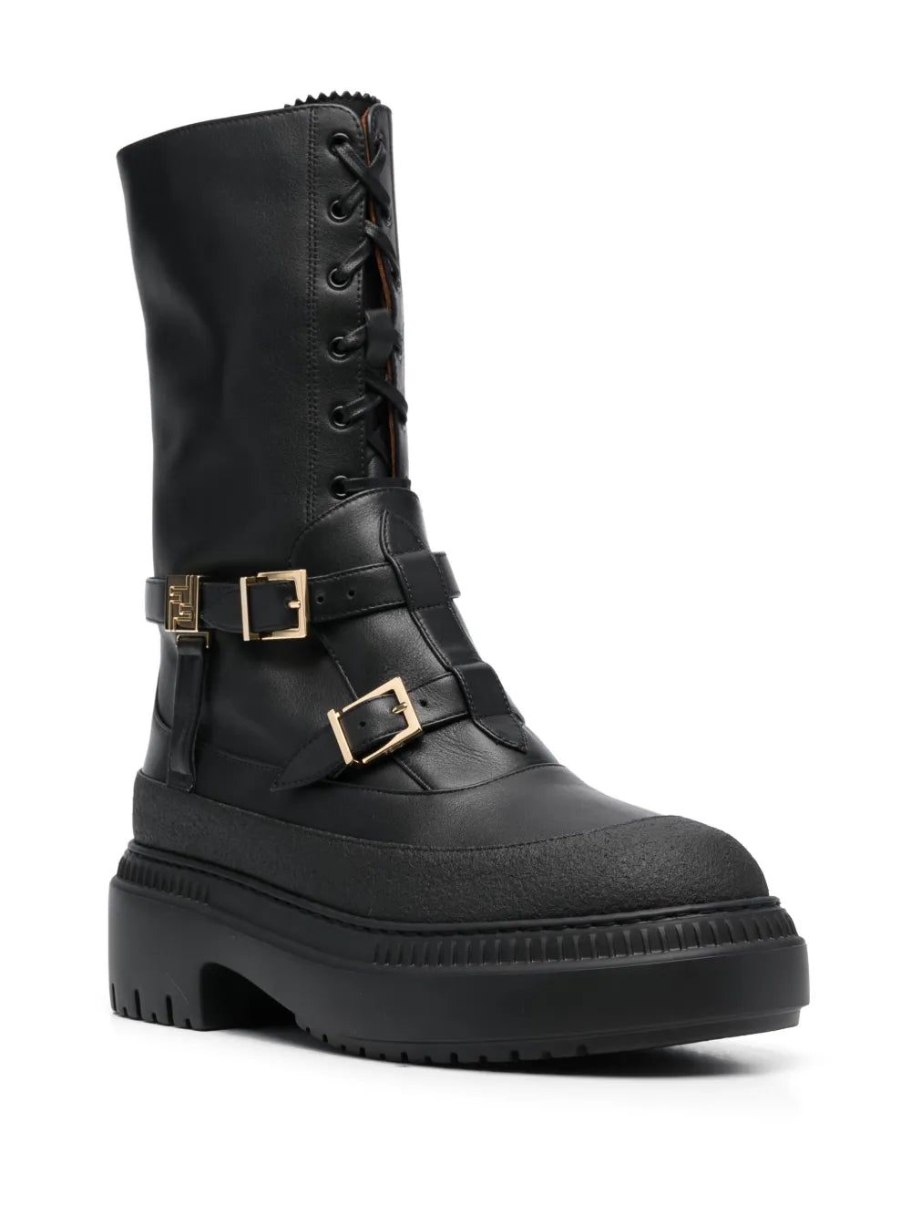 Fendi Delfina Leather Biker BootsFendi