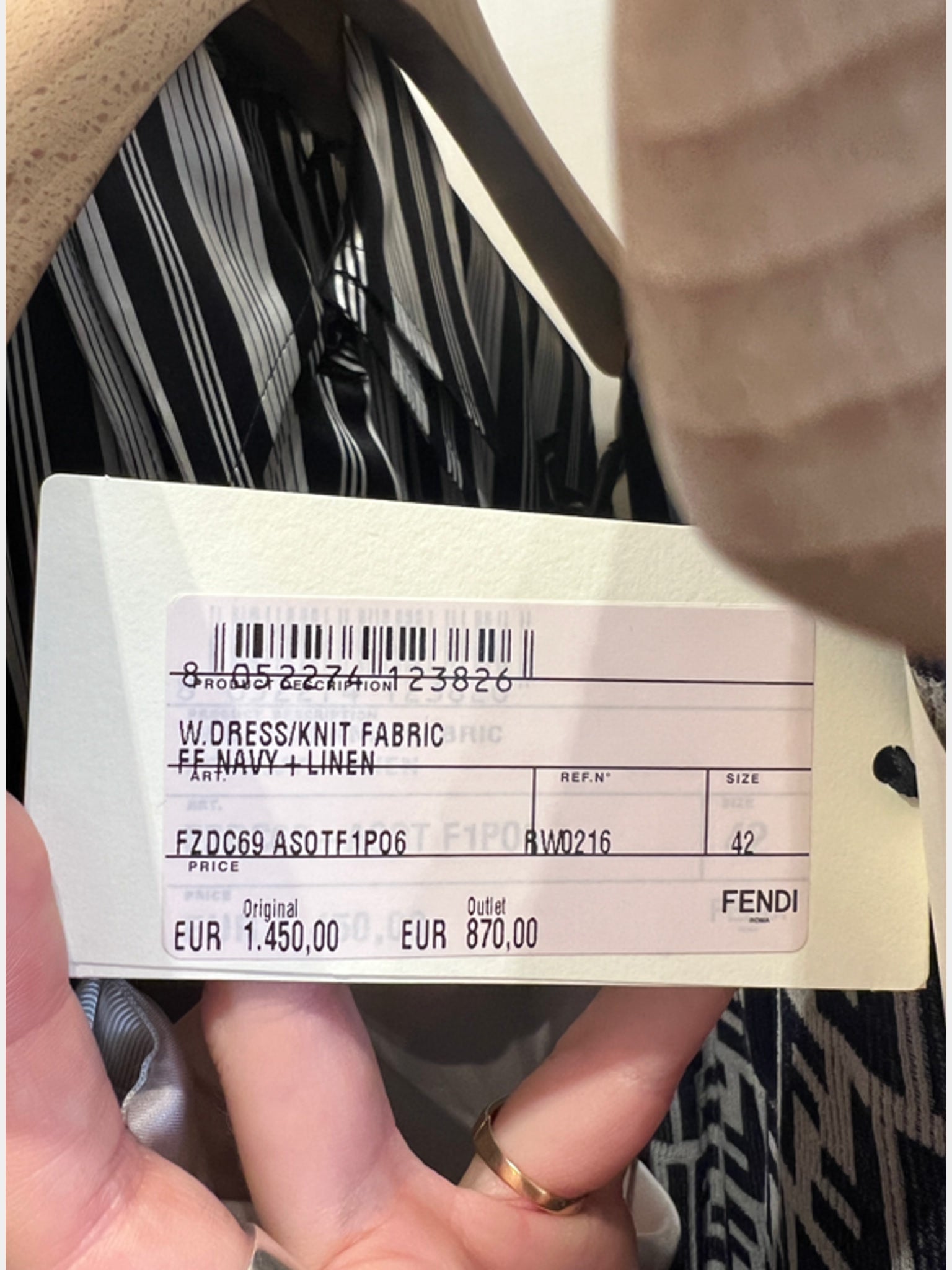 Fendi sukienka Navy Linen z logoFendi