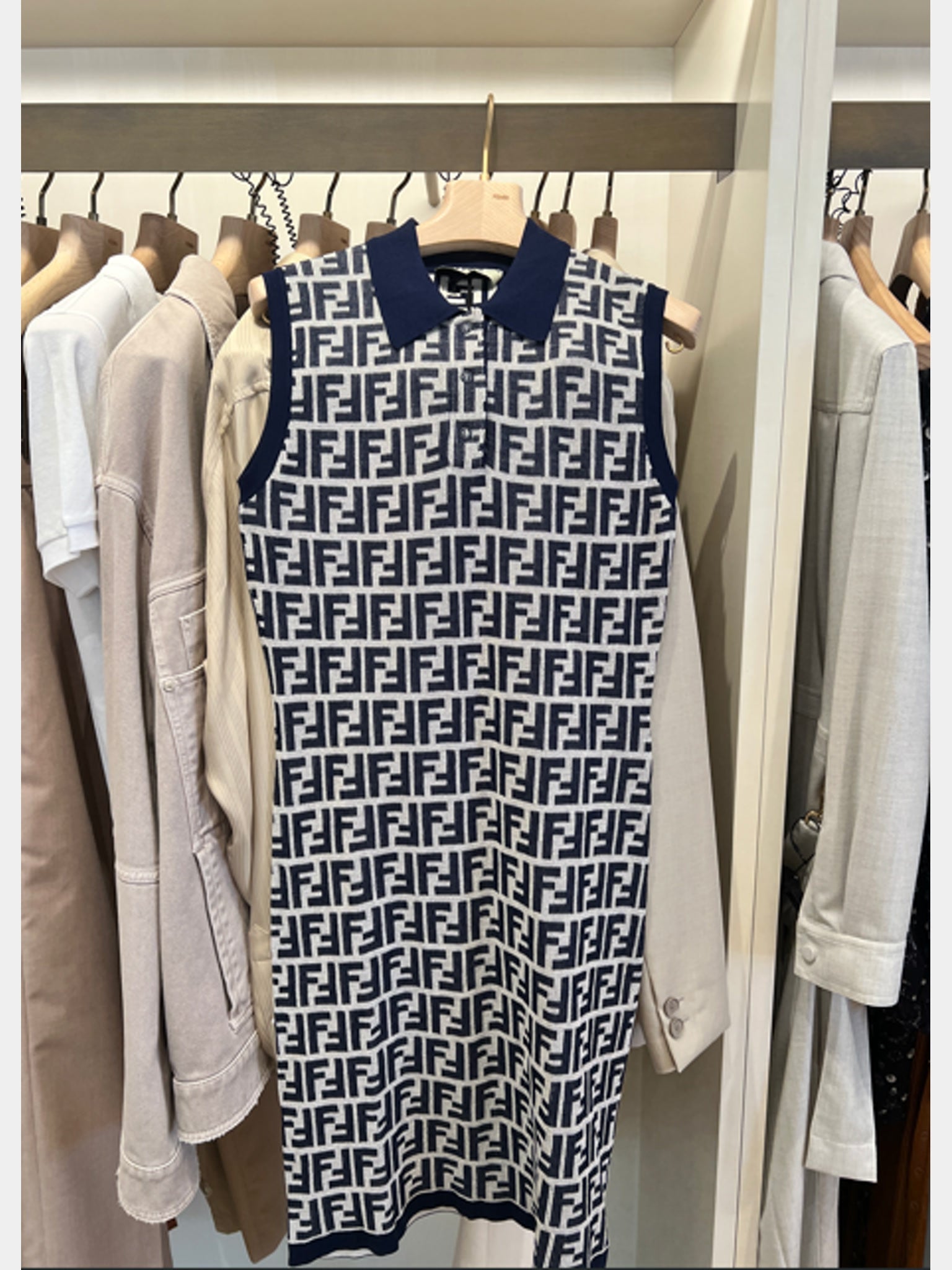 Fendi sukienka Navy Linen z logoFendi