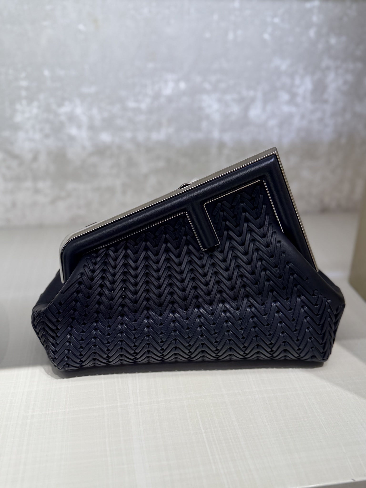 Fendi W. Pochette Calf Leather Midnight PalladioFendi