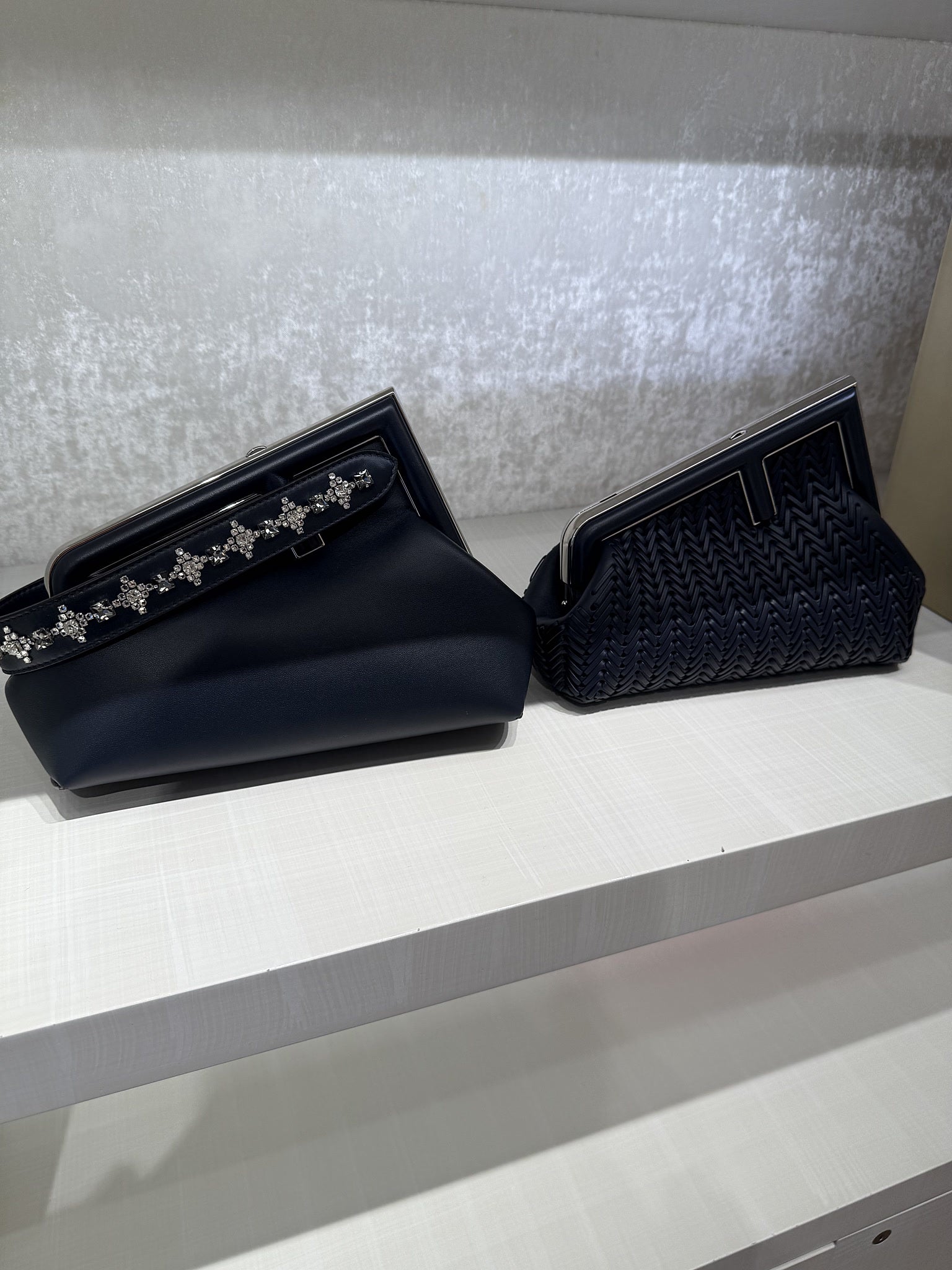 Fendi W. Pochette Calf Leather Midnight PalladioFendi