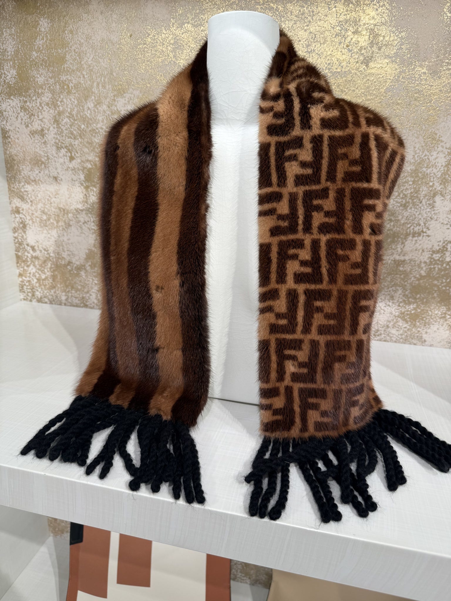 Fendi W Scarf Mink Fur + FabricFendi