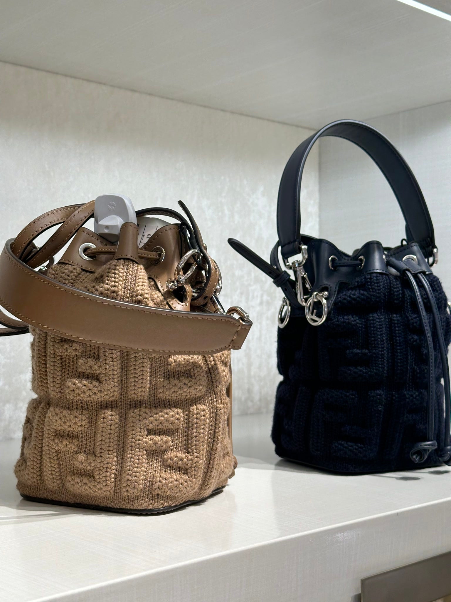 Fendi W.Bucket in Sand and PalladioFendi