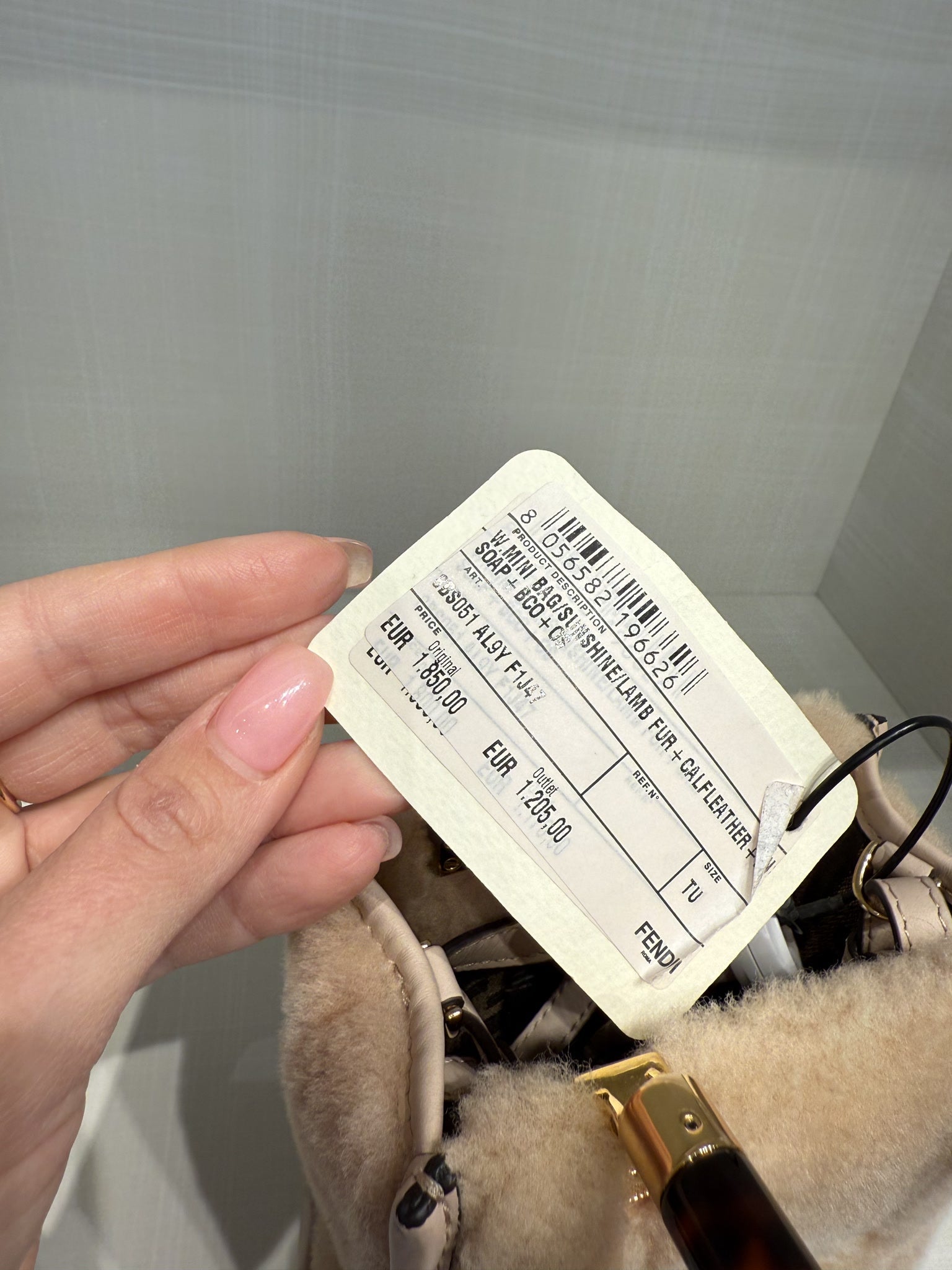 Fendi White Lamb Fur Calf LeatherFendi