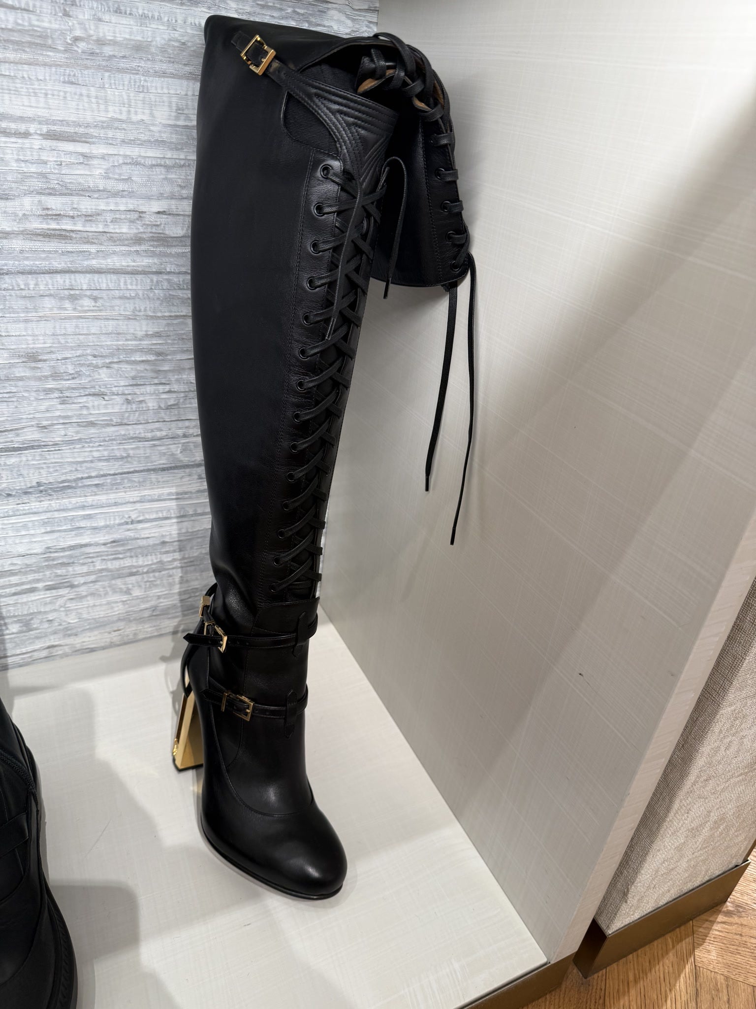 Fendi Women's Black Delfina Over - the - knee BootsFendi