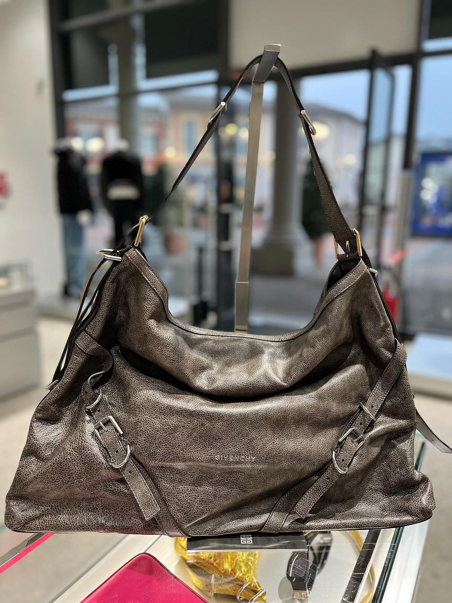 Givenchy Voyou Medium Metallic Leather Shoulder BagGivenchy