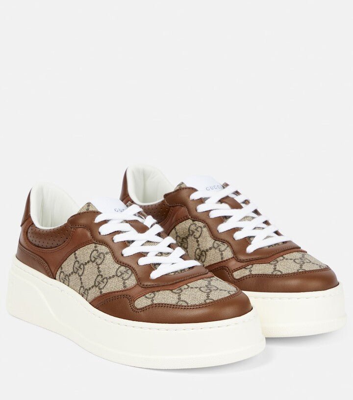 Gucci GG Supreme panelled sneakers brownGucci