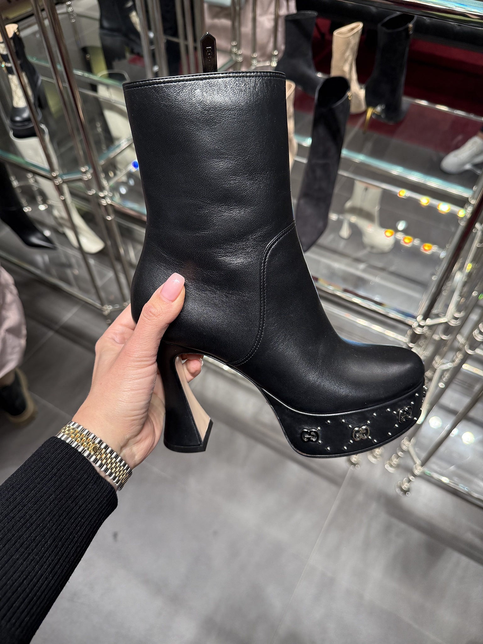 Gucci Janaya Leather Ankle BootsGucci