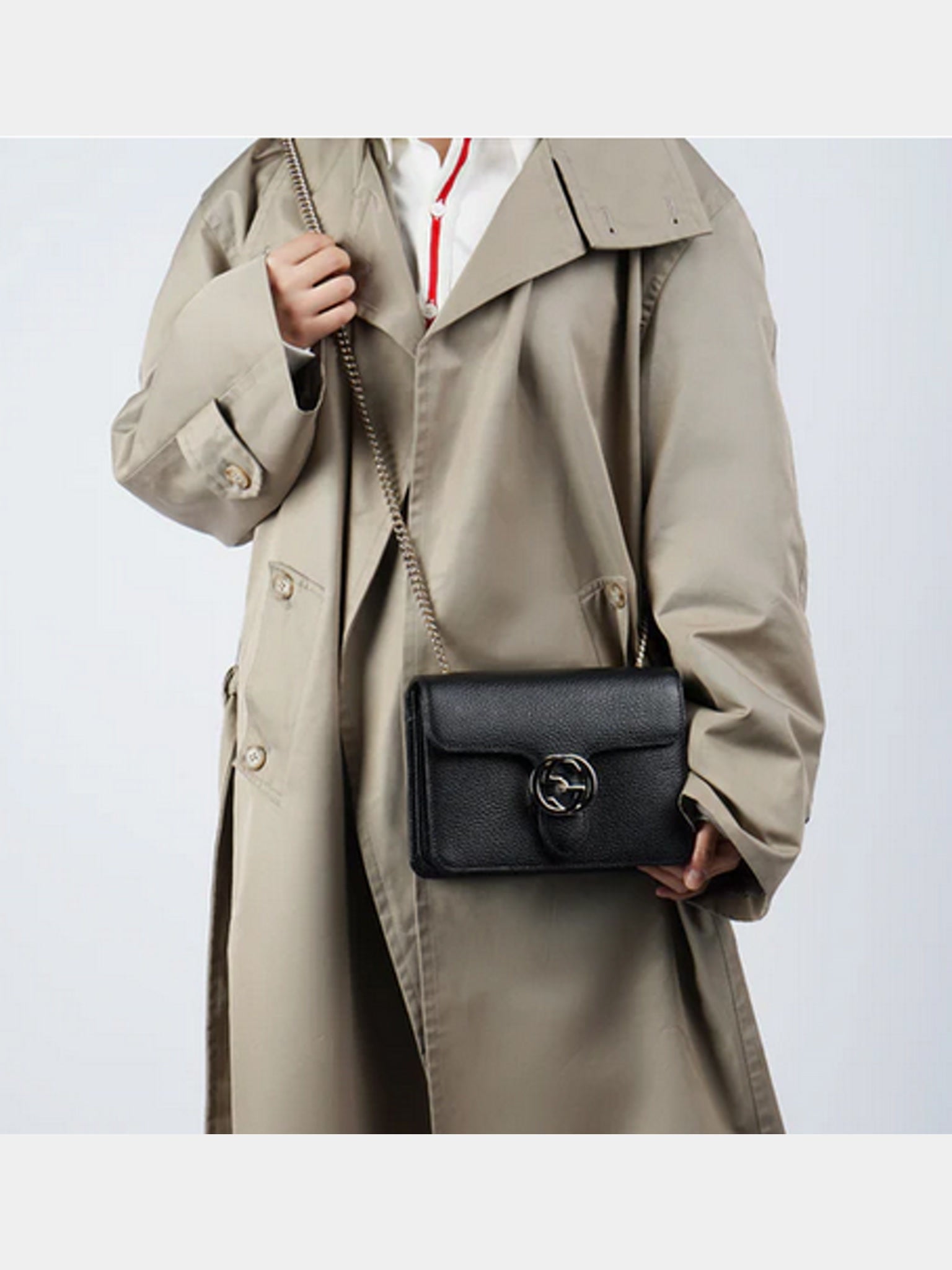 Gucci Leather Organ Satchel Single Shoulder Bag BlackGucci