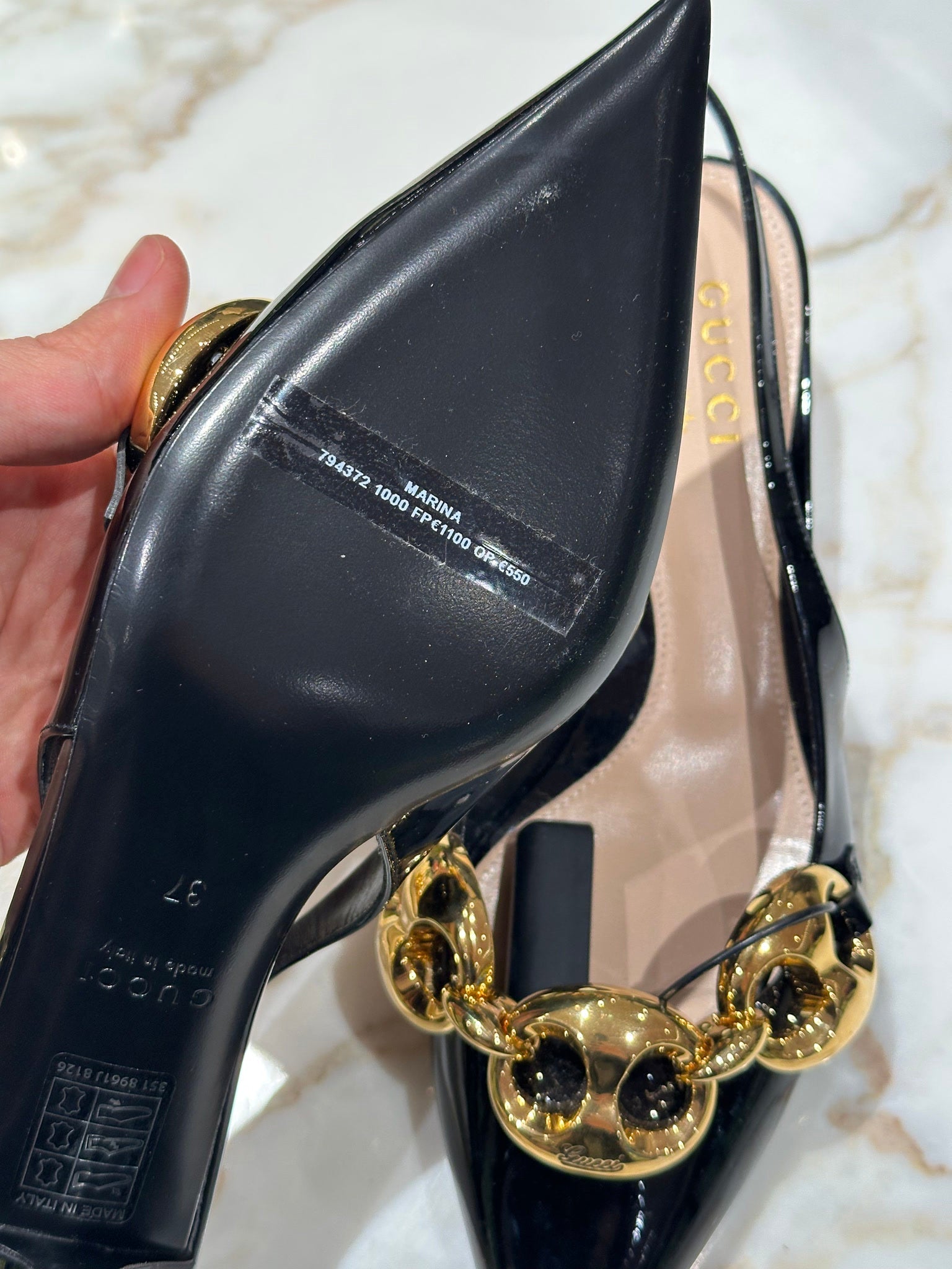 Gucci Marina Black HeelsGucci