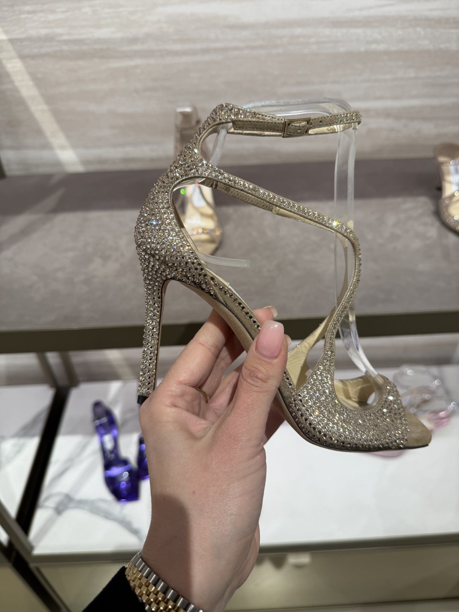 Jimmy Choo Azia 95 Embellished Suede SandalsJimmy Choo