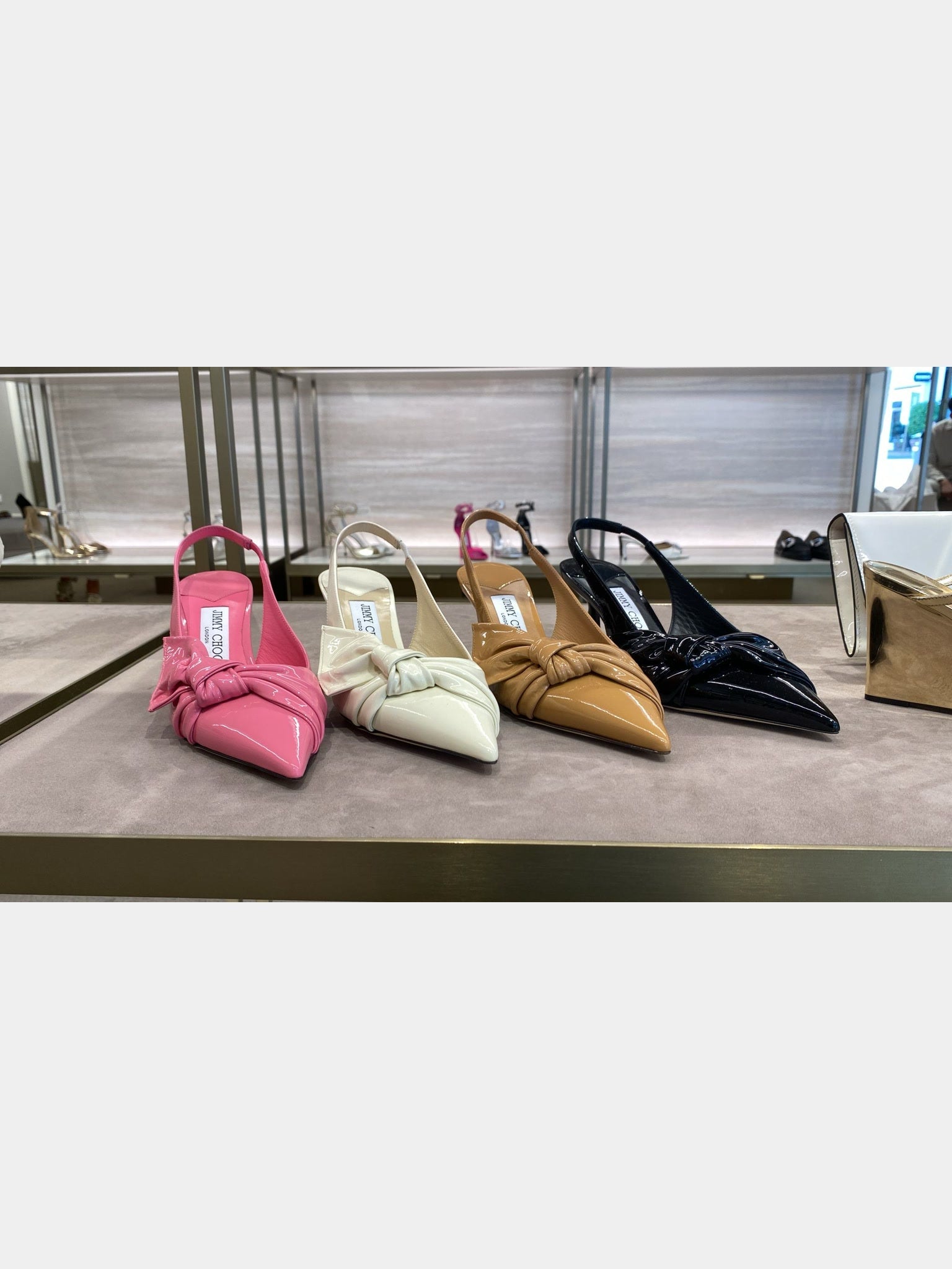 Jimmy Choo Damskie szpilki Soft Patent Caramel Elinor 45Jimmy Choo