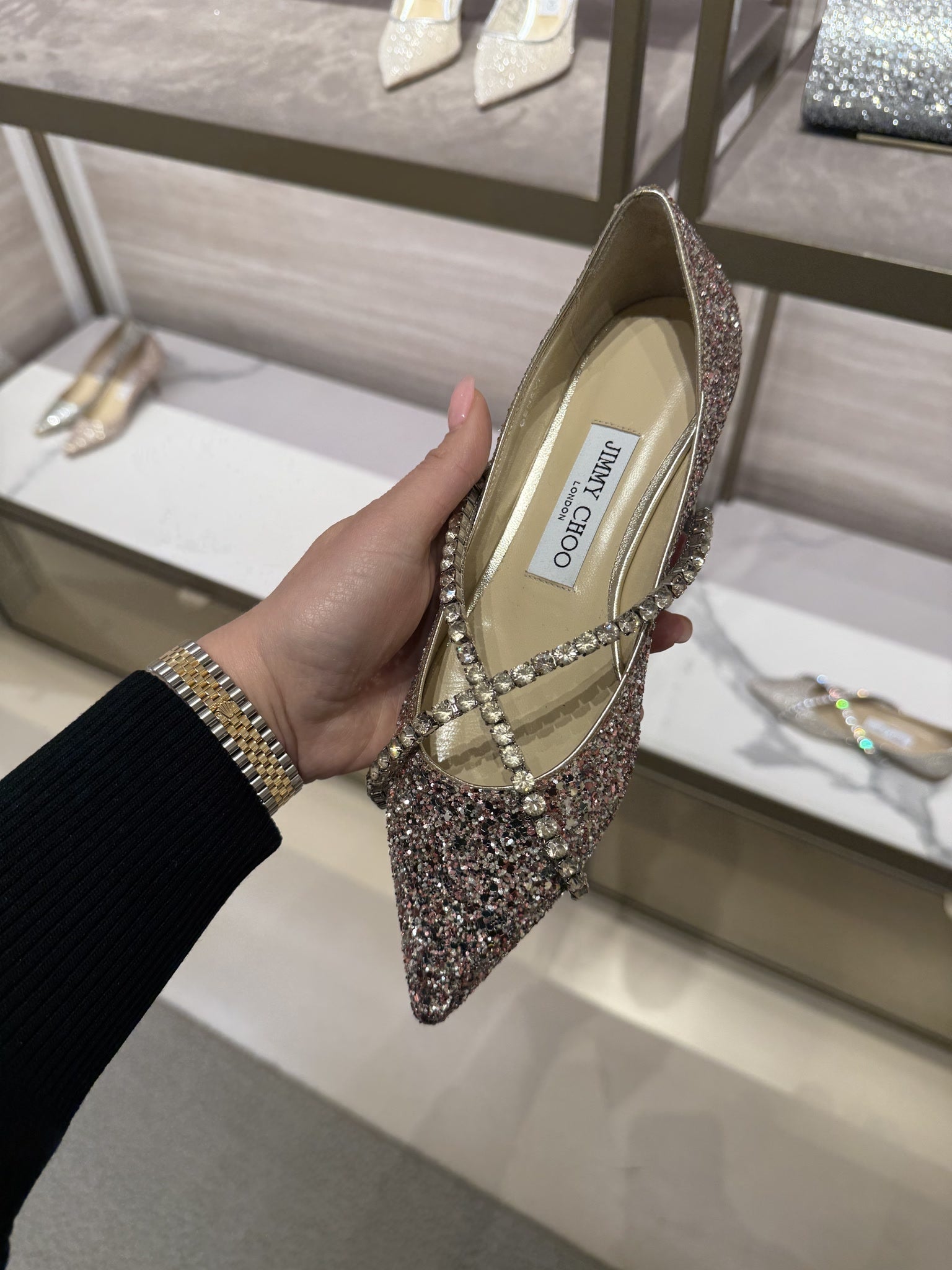 Jimmy Choo Genevy Rose Coarse GlitterJimmy Choo