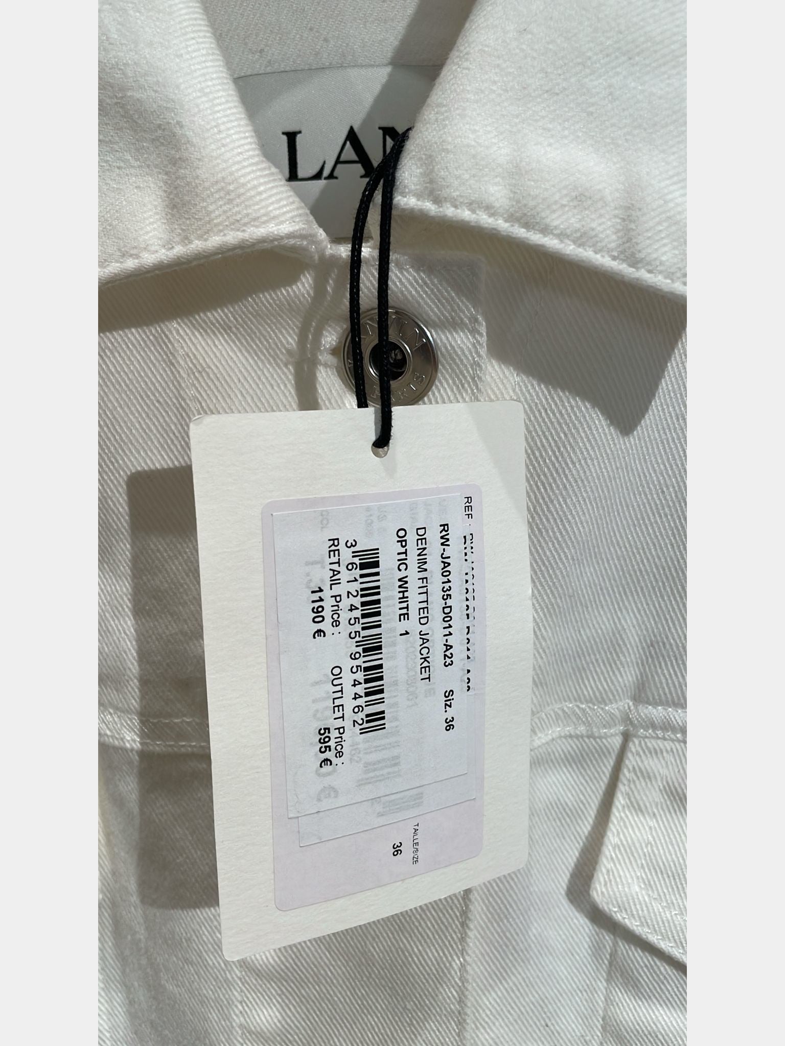 Lanvin Optic White Denim Fitted JacketLanvin