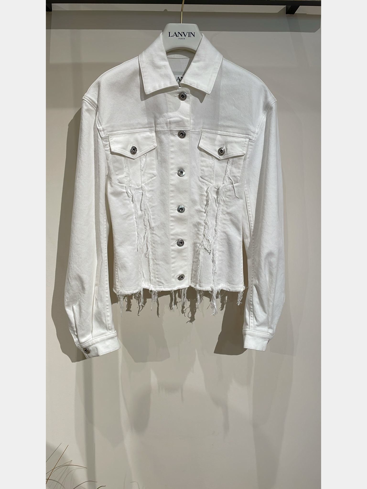 Lanvin Optic White Denim Fitted JacketLanvin