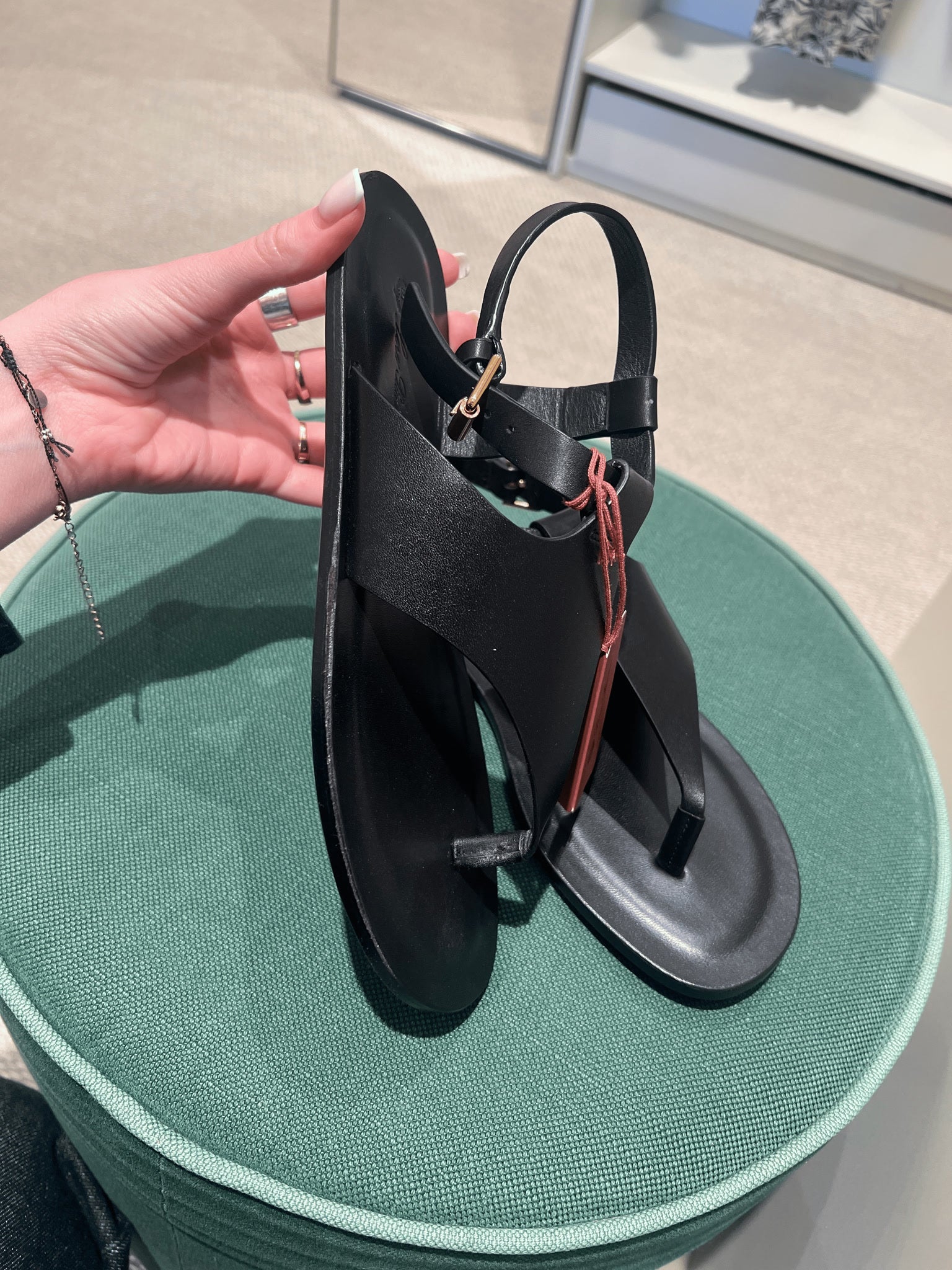 Loro Piana Damskie Sandały Czarne Tram Sandal Calf FAM9272Loro Piana