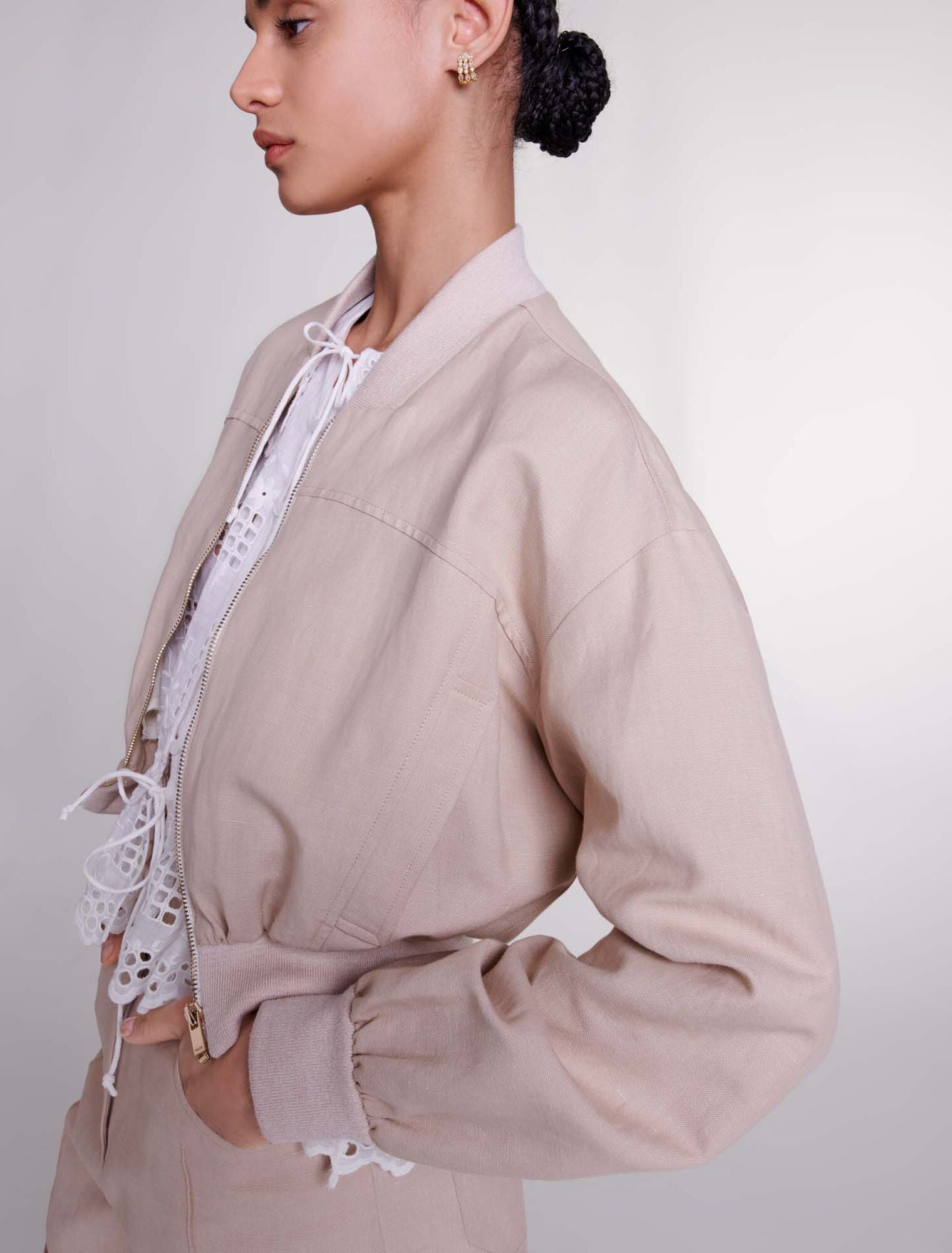 Maje Beige Mini JacketMaje