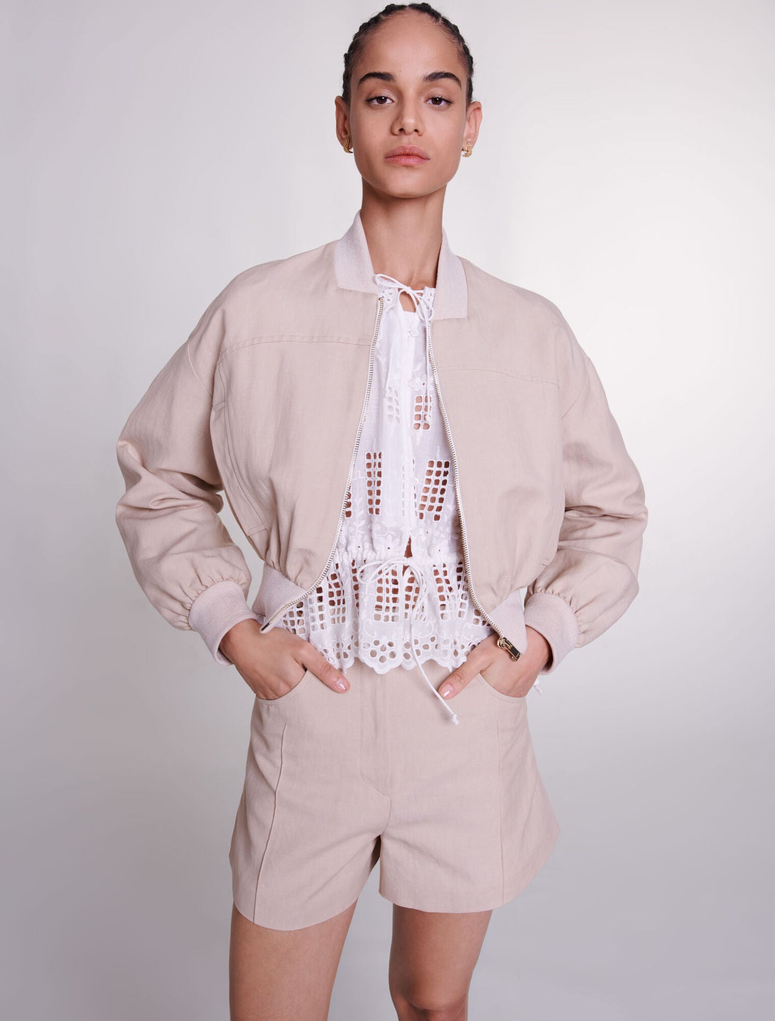 Maje Beige Mini JacketMaje