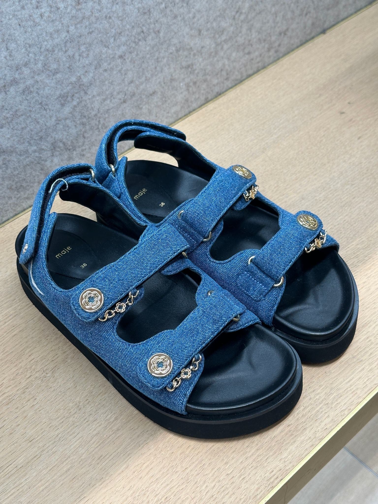 Maje Fardilona Denim Blue SandalsMaje