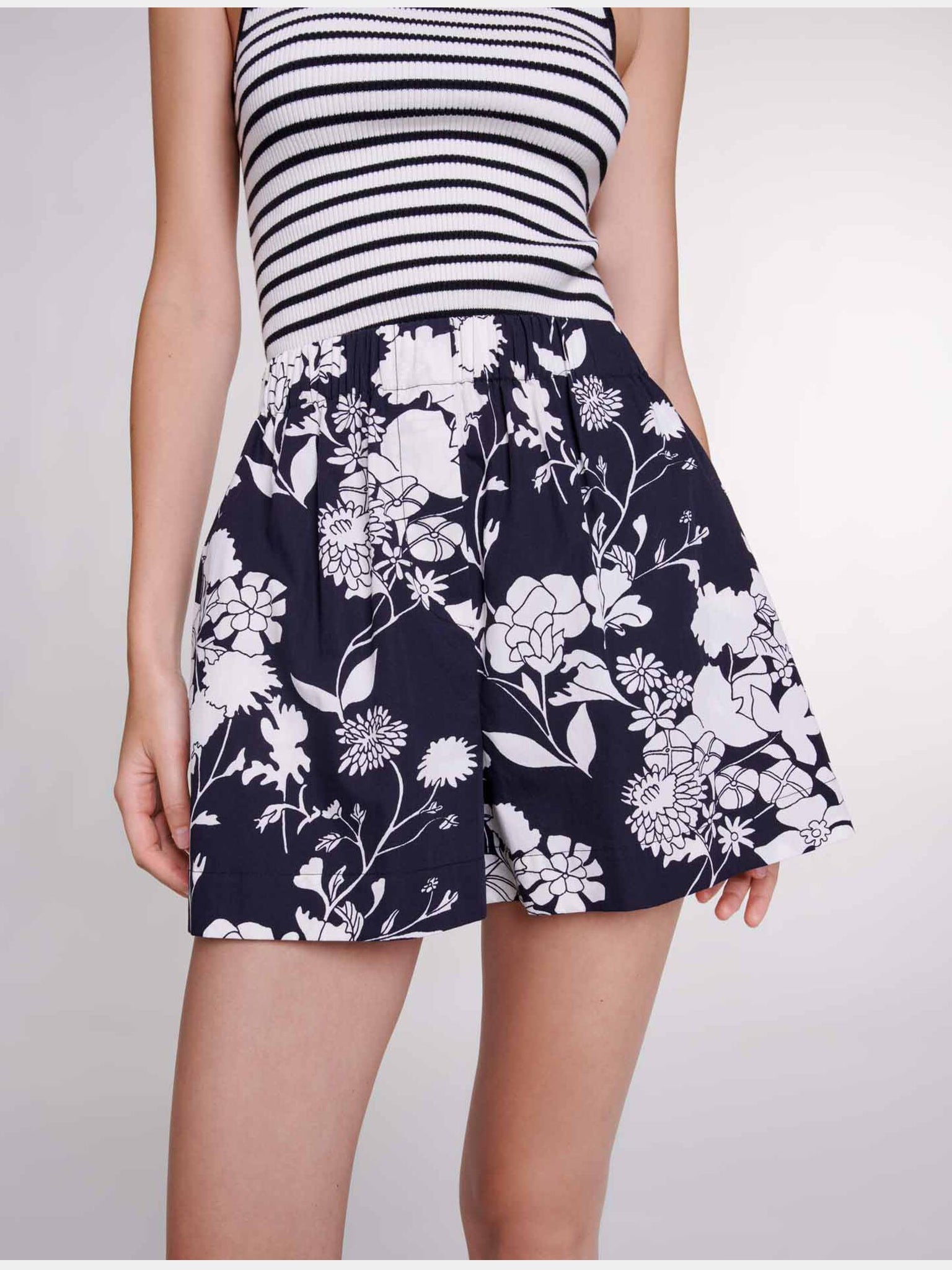 Maje Patterned Cotton ShortsMaje