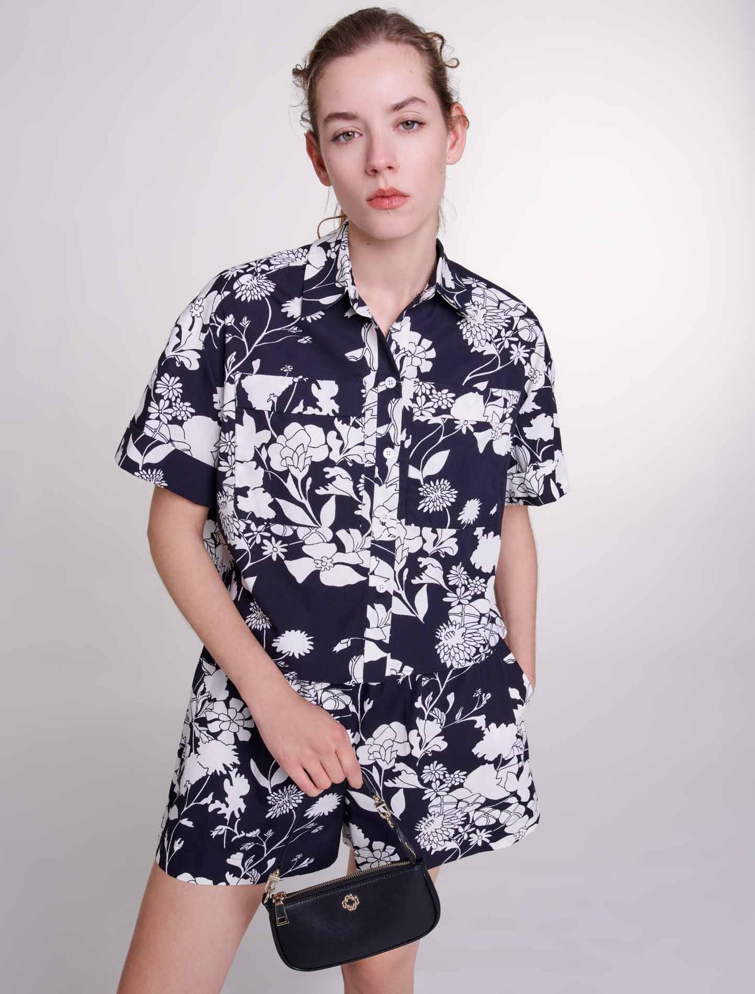 Maje Patterned Cropped ShirtMaje