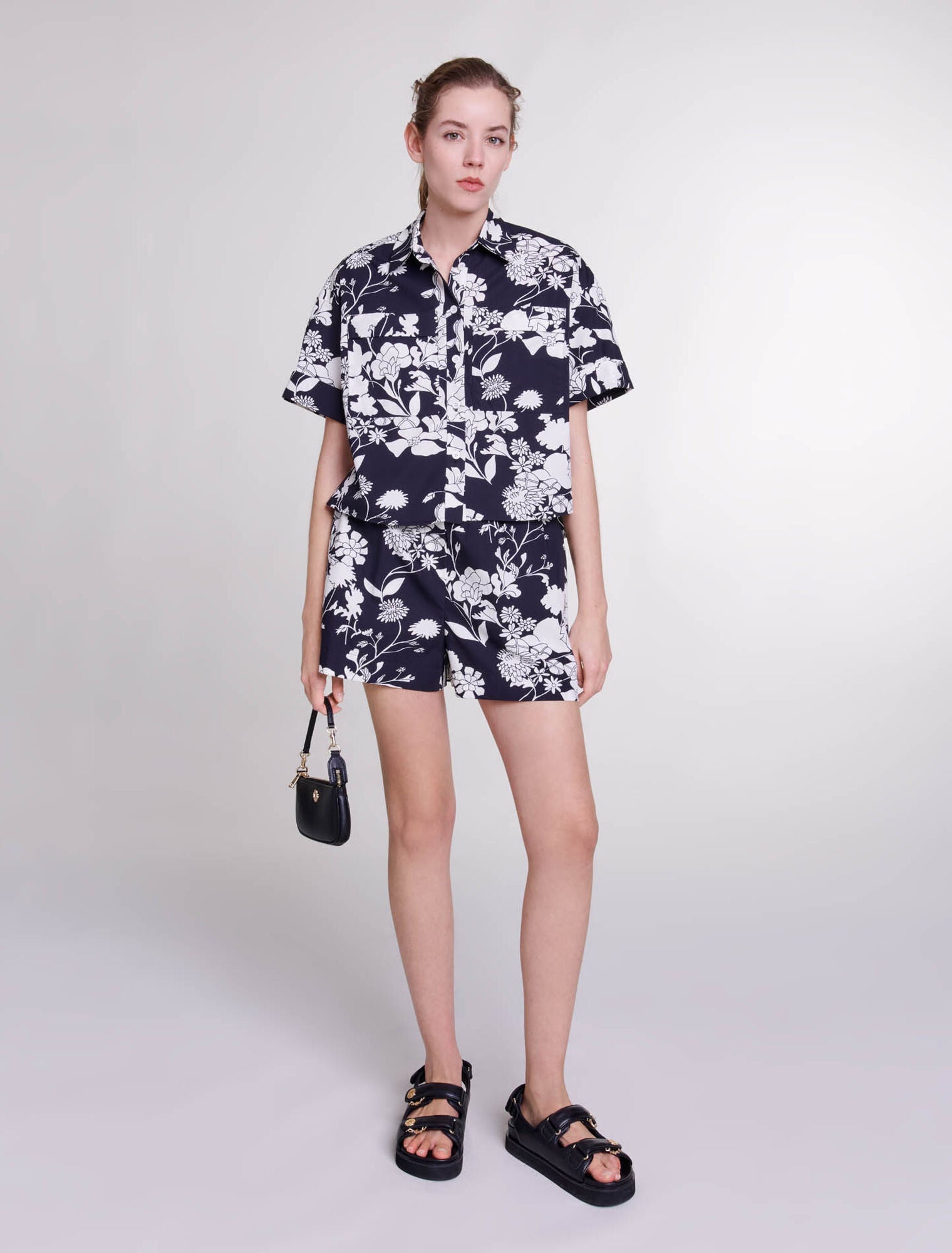Maje Patterned Cropped ShirtMaje
