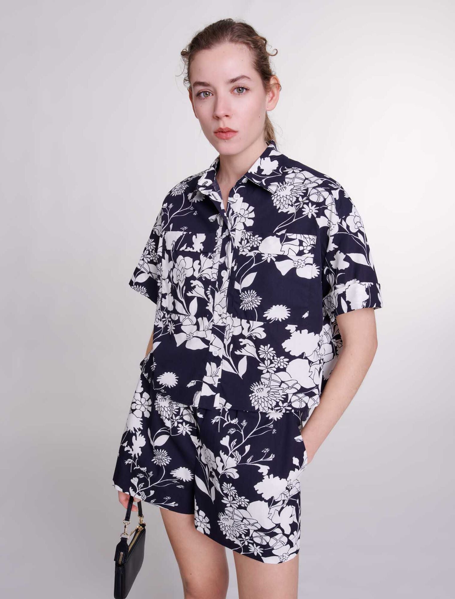Maje Patterned Cropped ShirtMaje