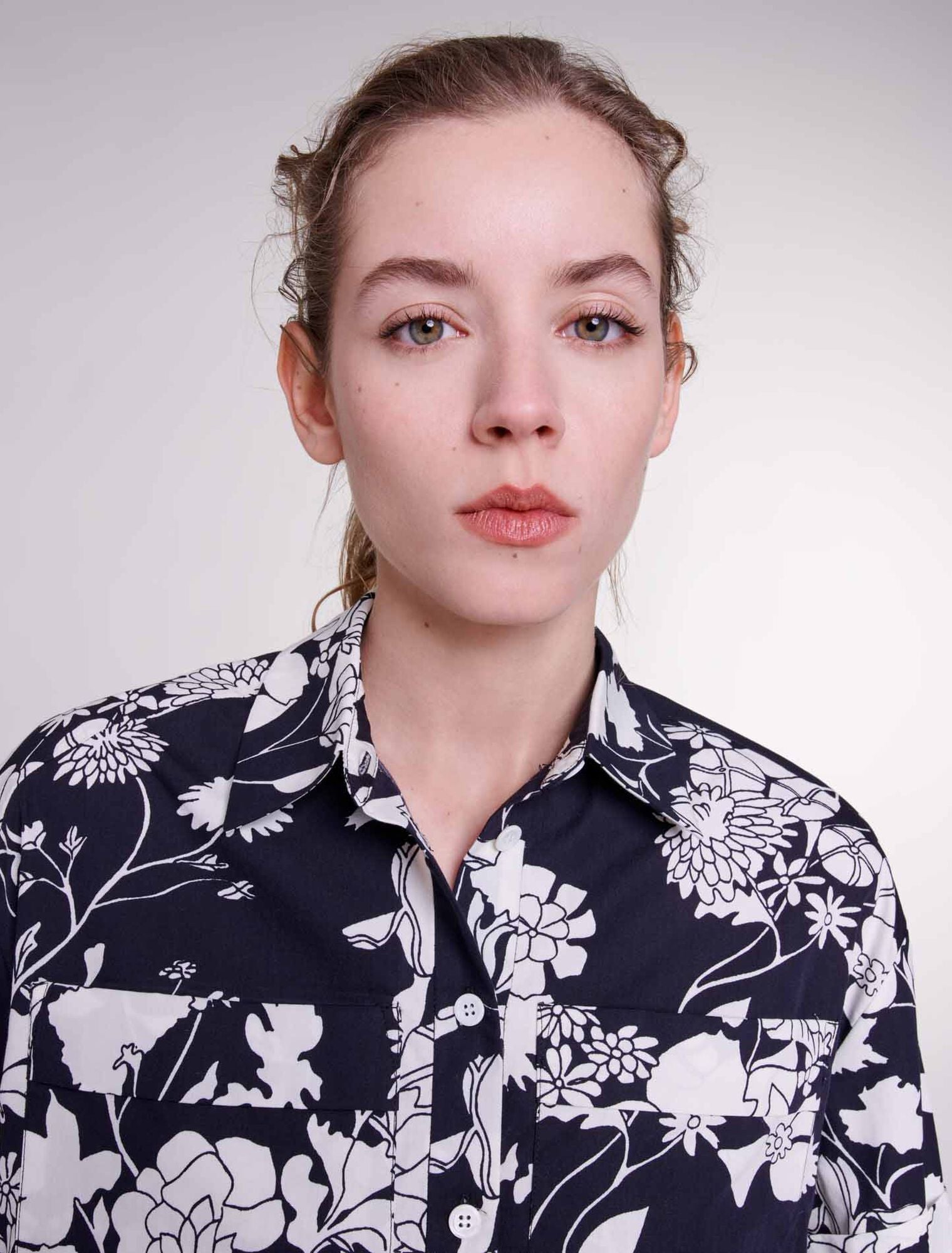 Maje Patterned Cropped ShirtMaje