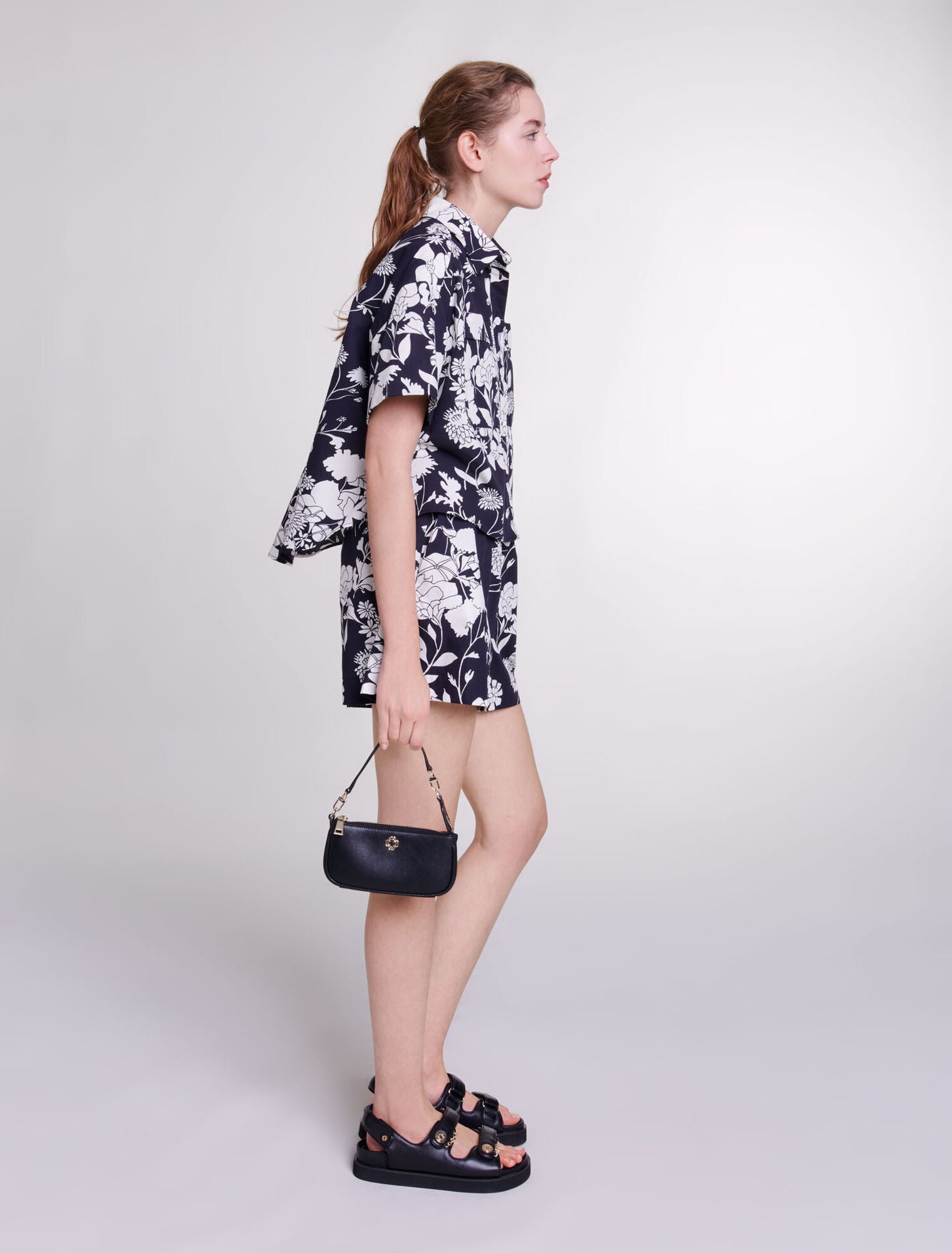 Maje Patterned Cropped ShirtMaje
